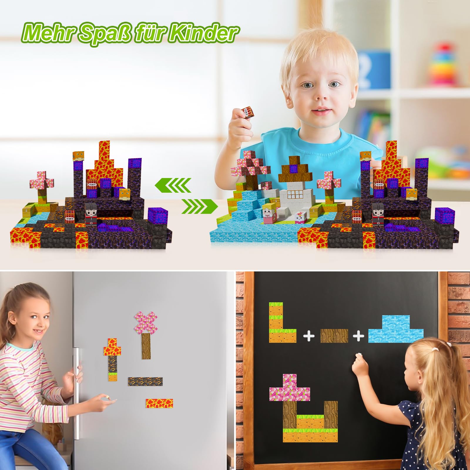 60 Pezzi Costruzioni Magnetiche Bambini, Blocchi Magnetici Giocattoli, Blocchi Costruzioni Magnetici Giochi Bambina di 3 4 5 6 7 8 anni Ragazzi e Ragazz Educativi Giocattoli