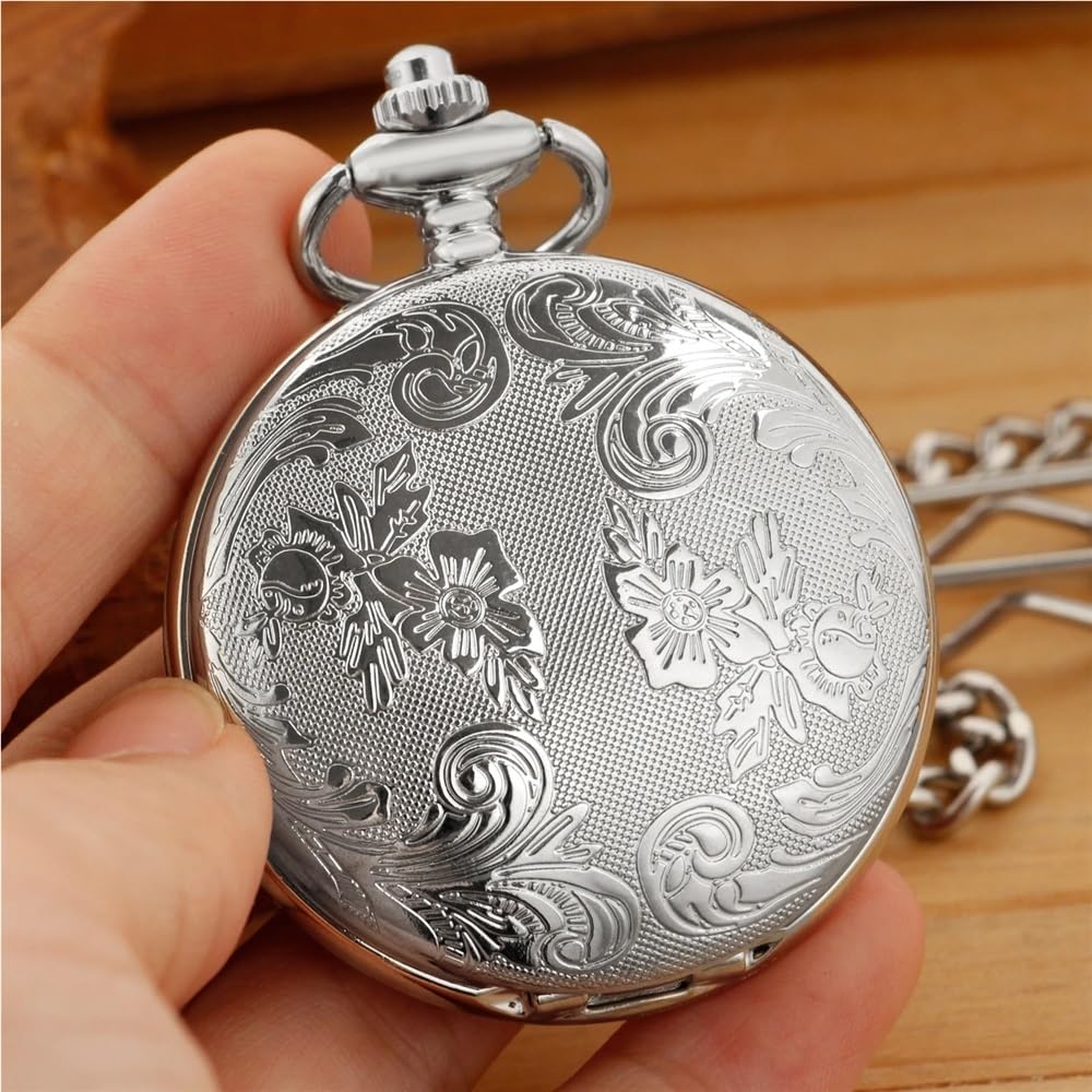 Orologi da Tasca analogici con Ciondolo, Regali for Uomo e Donna, Collana al Quarzo Catena