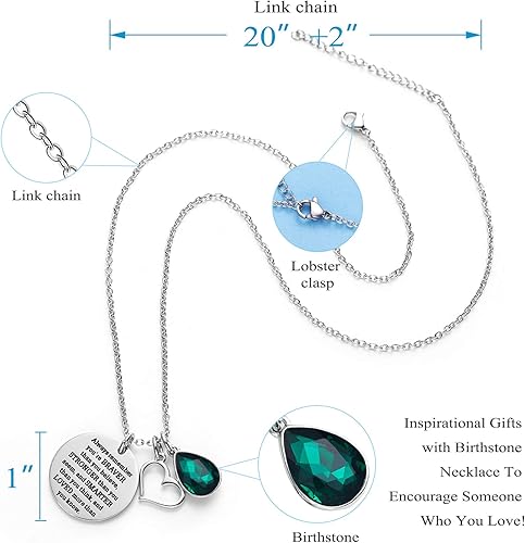 Miniatura 2 de LParkin Collar de piedra natalicia, grabado con texto en inglés You are Braver Than You Believe, regalo de graduación, mejor amigo, regalos de