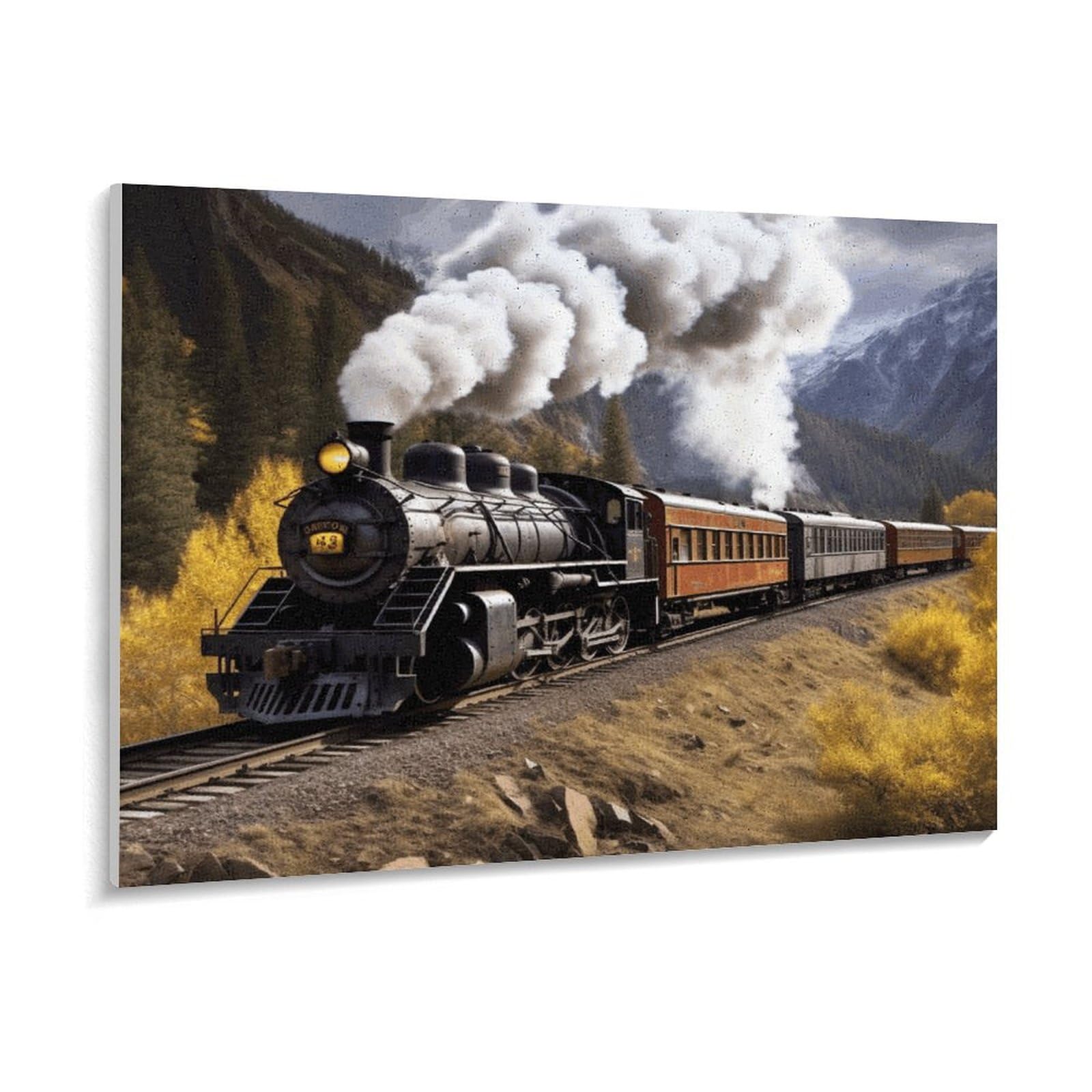 WYUSPGK Malen nach Zahlen, Dampflokomotive Zug Druck Acryl Malen nach Zahlen Leinwand Malen nach Zahlen Malen nach Zahlen Geschenk