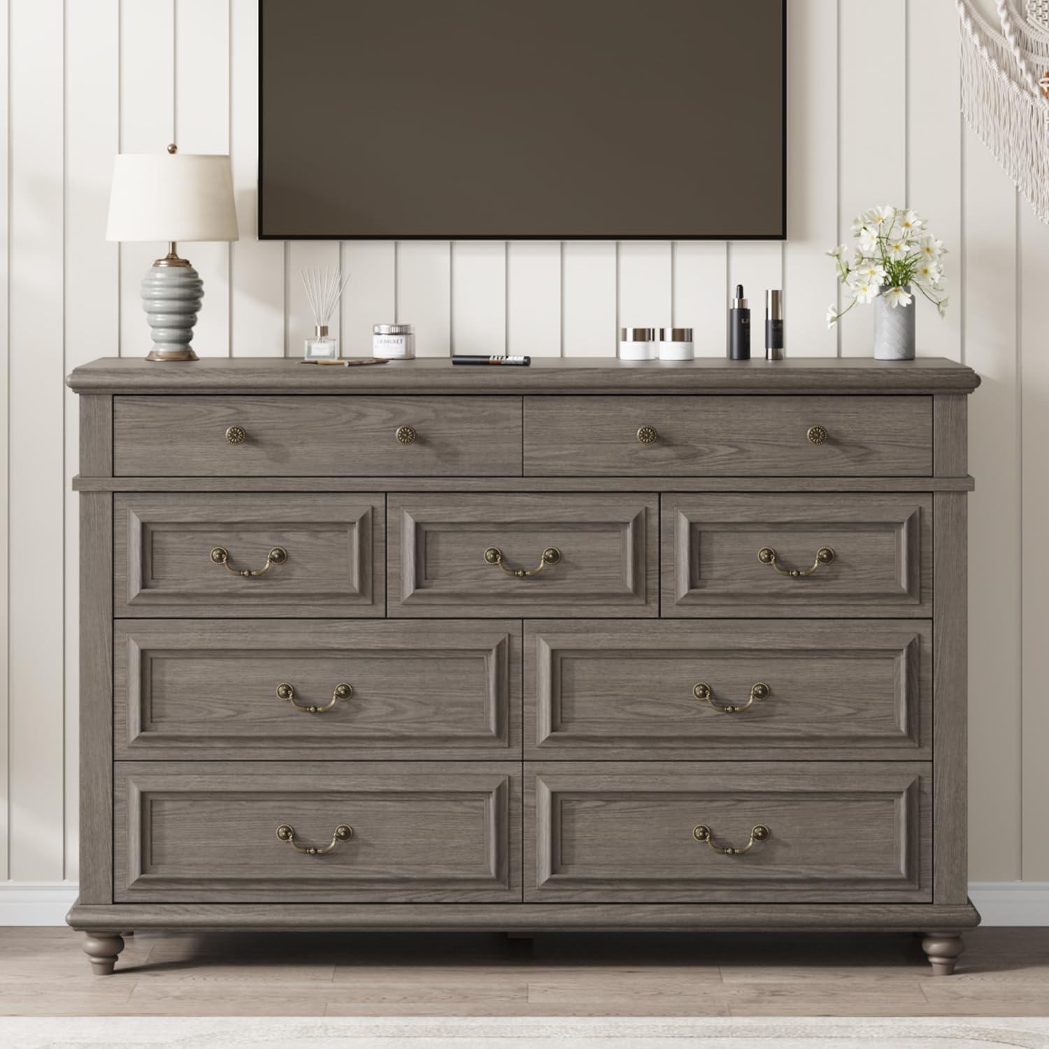 Amazon.com: Jocoevol Grey Farmhouse 9 Drawer Dresser for Bedroom - Big ...