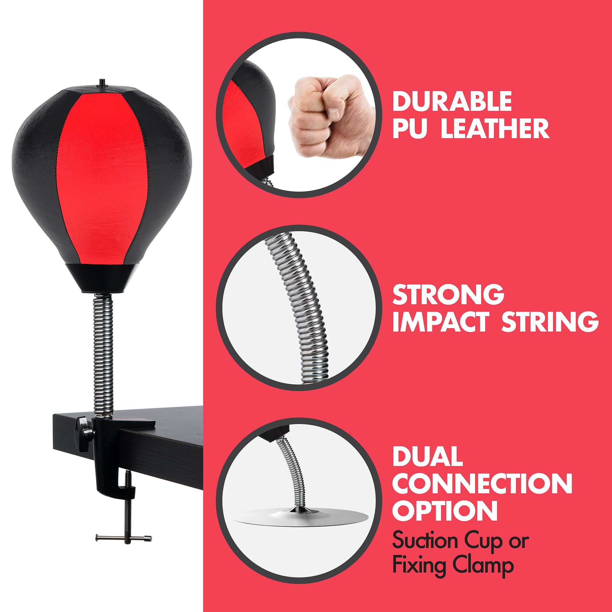Antistress Mini sacco da tavolo con morsetto da tavolo e ventosa – Sacco da boxe appeso o sacco da boxe in piedi – Punching/Wutball / Reflex Ball/Cuscino per bambini e adulti