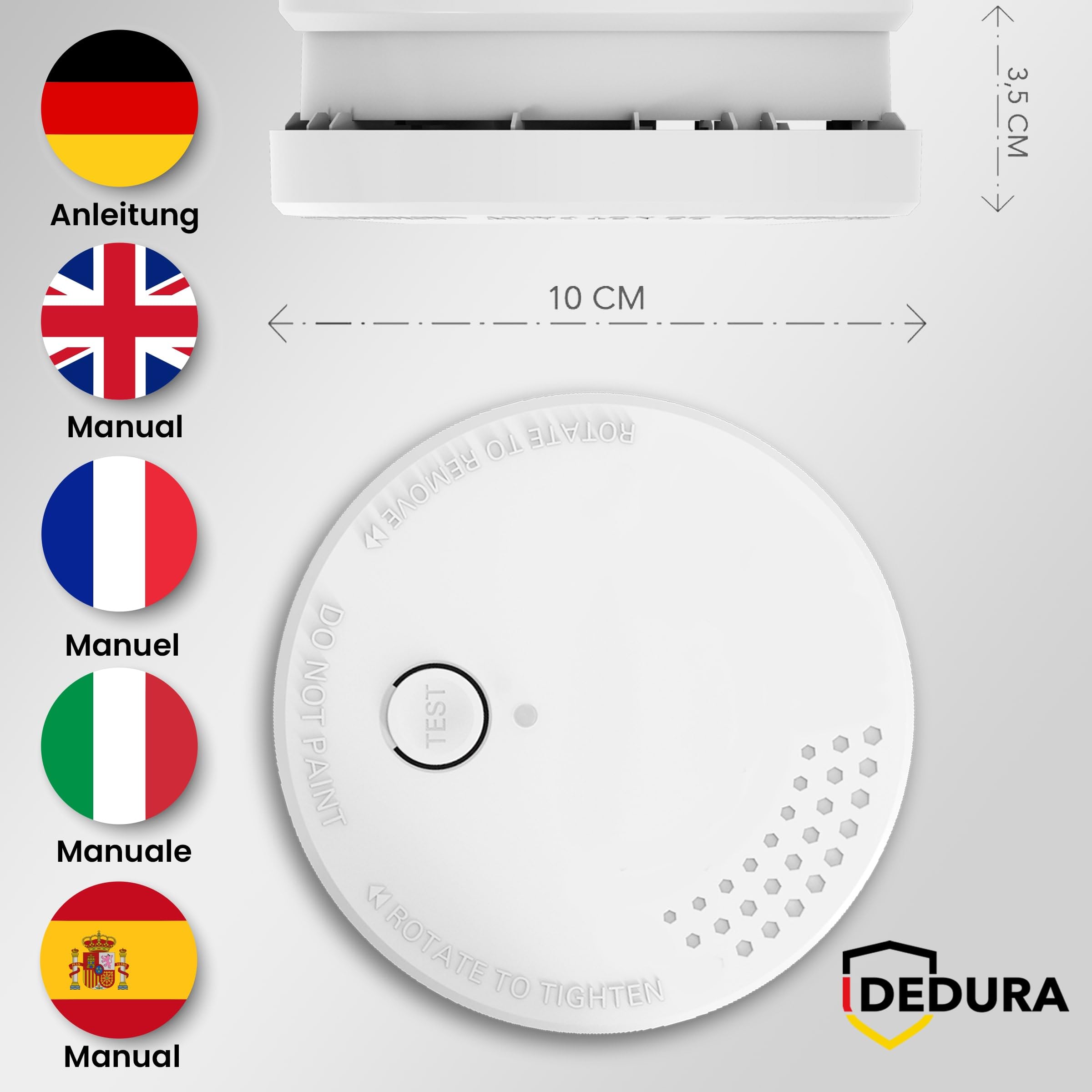 Lot de 10 détecteurs de fumée – Garantie 10 Ans, Piles 9V remplaçables – Certifiés BSI Selon la Norme en 14604, détecteurs avertisseurs autonomes de fumée (DAAF) et détecteurs d'incendie