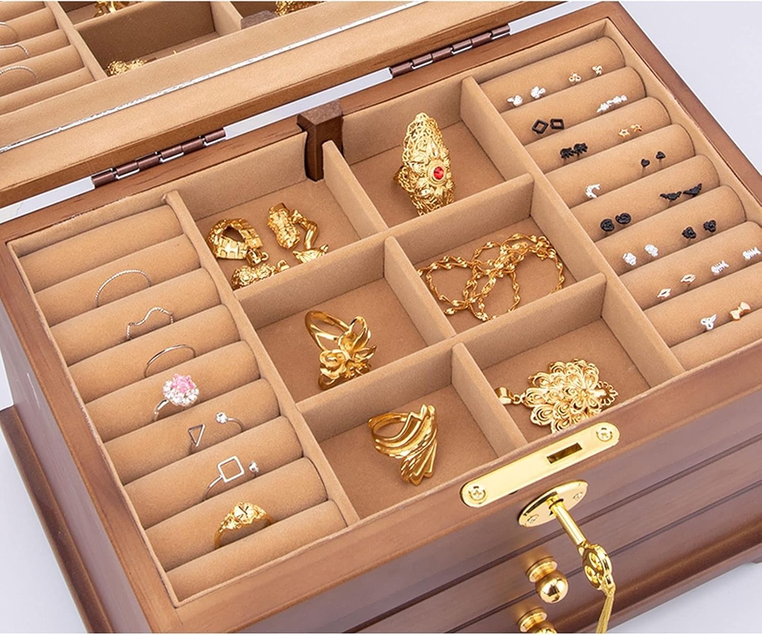 Organizador de Joyas, Caja de Almacenamiento para Relojes, Vitrina para Pendientes, Anillos y Collares.