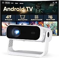 FancyFish Mini Projector 350 ANSI 1080P HD, WiFi 6 Bluetooth 5.2, 4K Support Android 14, 360° Rotatable Stand Portable for Bedroom Outdoor