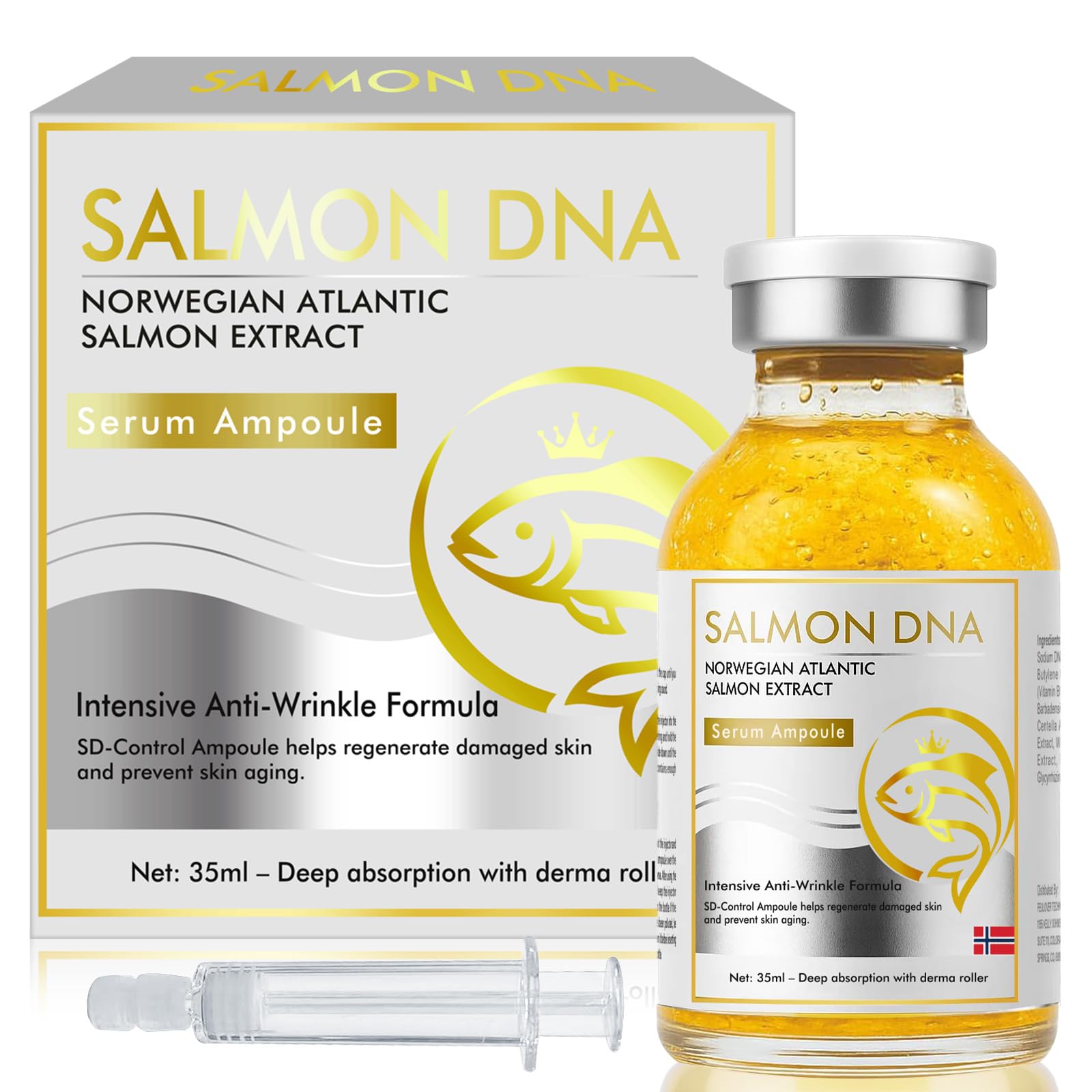 – Salmon DNA Serum, Microneedling Ampoule for Wrinkles, Scars & Skin Repair for Face and Body, Intense Hydration & Anti-Aging Treatment