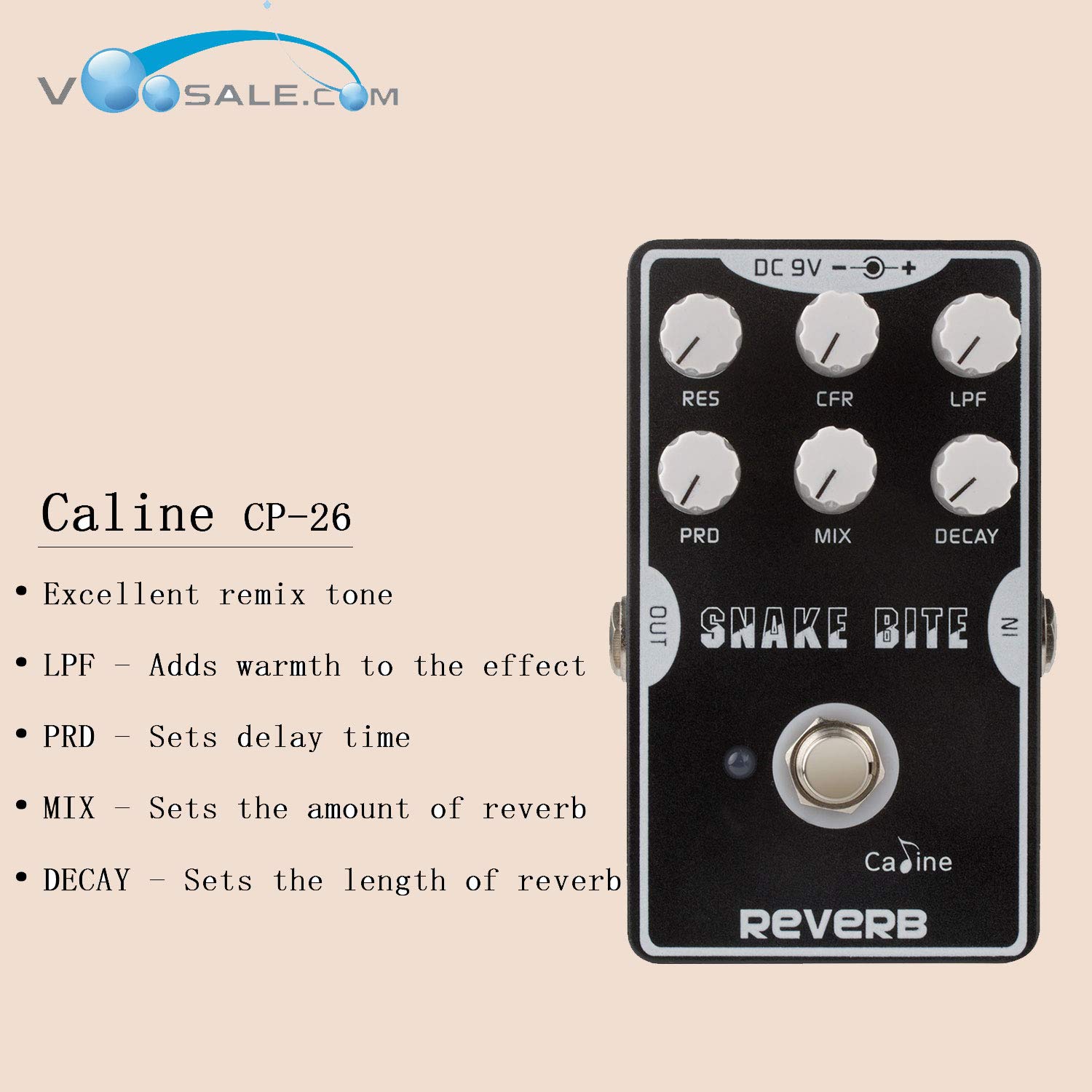 Caline CP-26 REVERB Gitarre Effektpedal Aluminiumlegierung-Gehäuse True Bypass, 113*63*35mm