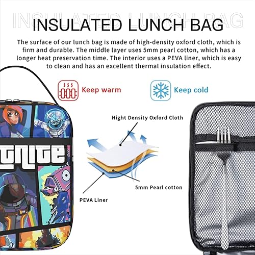 Miniatura 4 de Lonchera de anime, bolsa de almuerzo aislada para niños, 10.2 pulgadas, bonita lonchera para niñas, niños, mujeres, hombres, preparados, escuela,