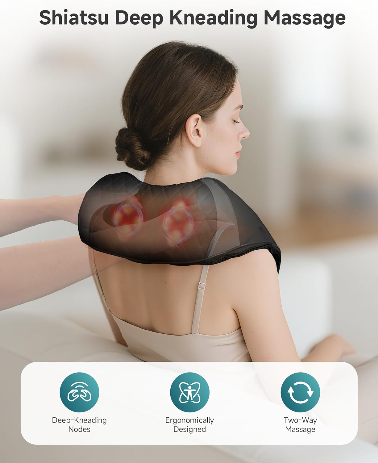 Snailax Cordless Neck Massager with Heat, Shiatsu Neck Back Massager for Pain Relief Deep Tissue, 4D Kneading Shoulder Massager Pillow for Shoulder, Leg Rechargeable Massage Gifts for Mom, Dad