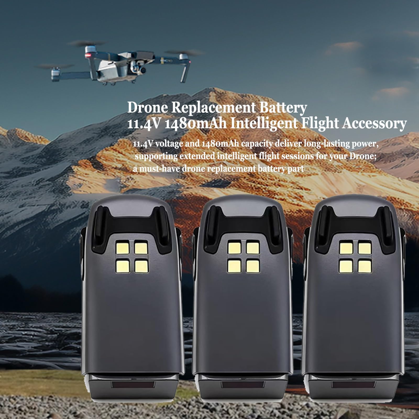 Batteria di ricambio for drone intelligente ad alta capacità da 1480 mAh / 11,4 V compatibile con DJI Spark drone(3pcs,Activated 0 cycle)