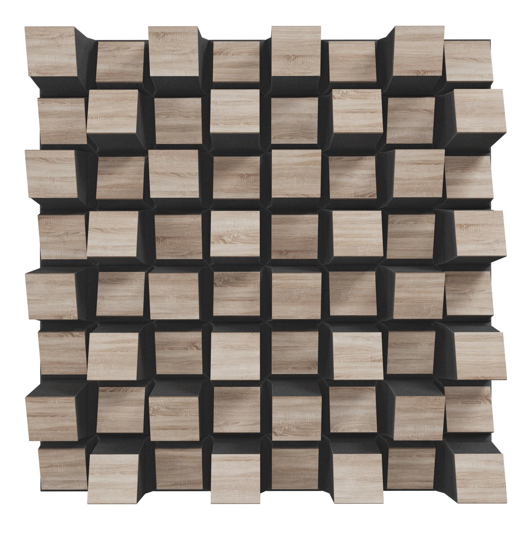 2er-Pack – Akustikdiffusor | 2D-Diffusor | Größe: 50 x 50 cm | Reflexion – Diffusion – Absorption – Schalldämmung | Wandkunstpaneel | Farbe: [SIRIUS (150mm) | Sonoma]