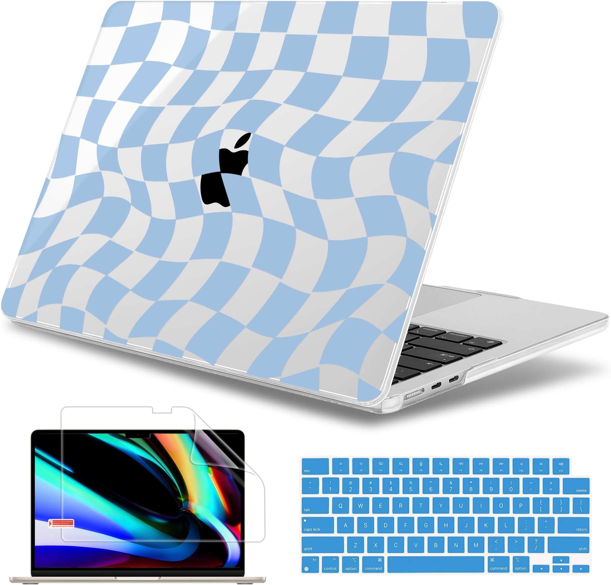 May Chen for M5 MacBook Air 13.6 Inch Case 2026 2025 2024-2022 Release M5 A3449 M4 A3240 M3 A3113 M2 A2681, Plastic Hard Shell Case for MacBook Air 13.6" with Retina Display, Abstract & Grid