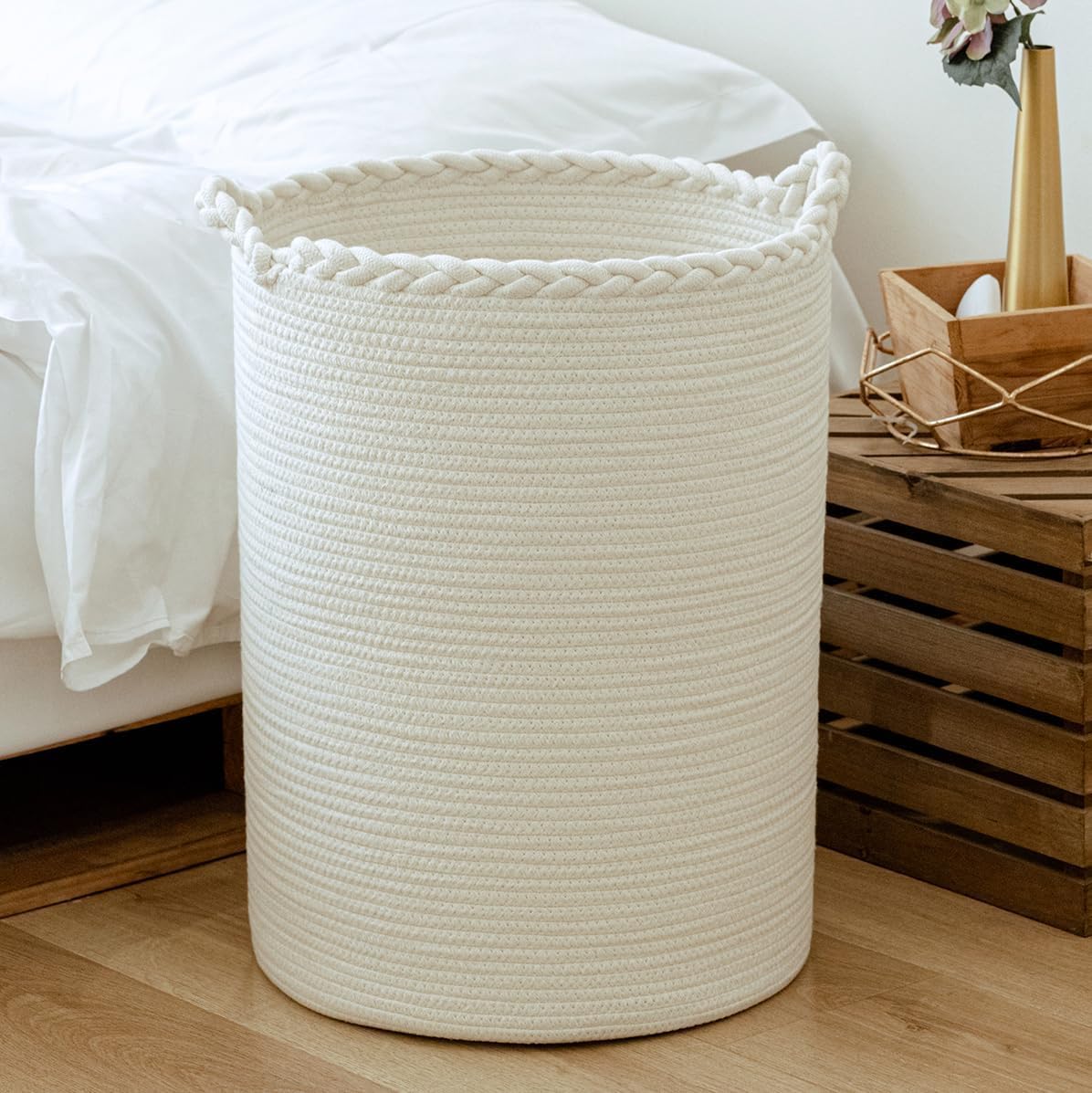 THE FIRST HOME DECOR Extra Large Storage Basket with Lid, Cotton Rope Storage Baskets, Laundry Hamper, Toy Bin, for Toys Blankets Pillows Storage in Living Room (15x15x18, B06) (B0CRHZ1M3D) Amazon Price History, Amazon Price Tracker