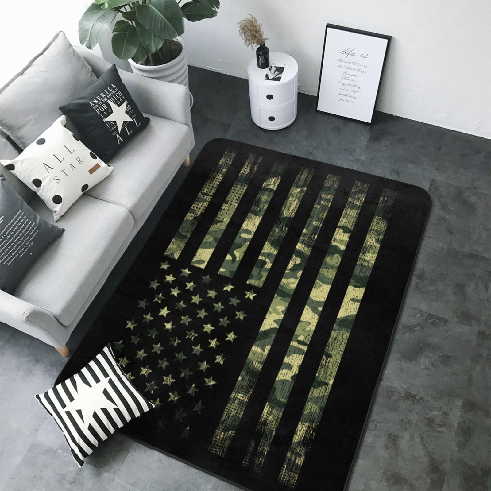 Tapis d'intérieur doux lavable drapeau américain anti sol froid salon
