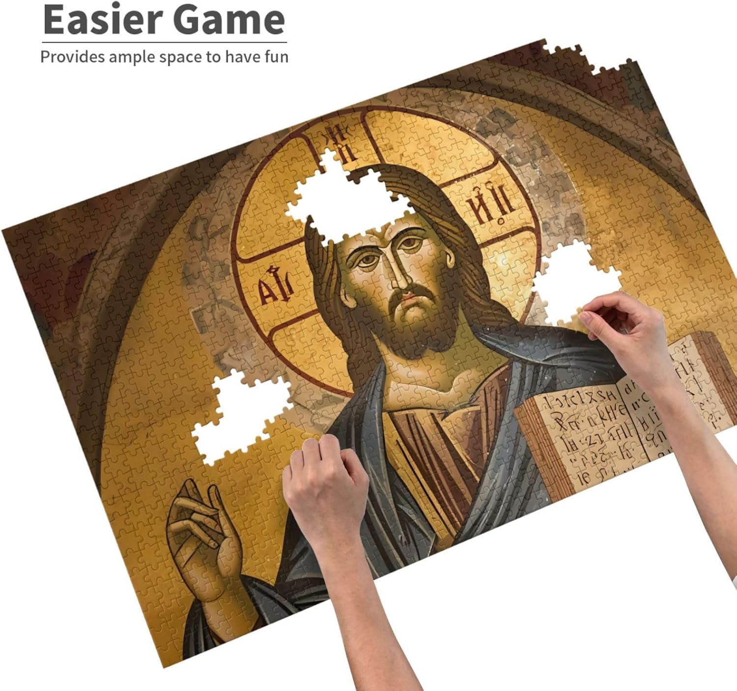 Puzzles for adults 1000 pieces jigsaw puzzles Eastern Orthodox Jesus Prayer Formation wooden DIY Families Toys Gift for Modern Home Decoration 29.5 x 19.6 in