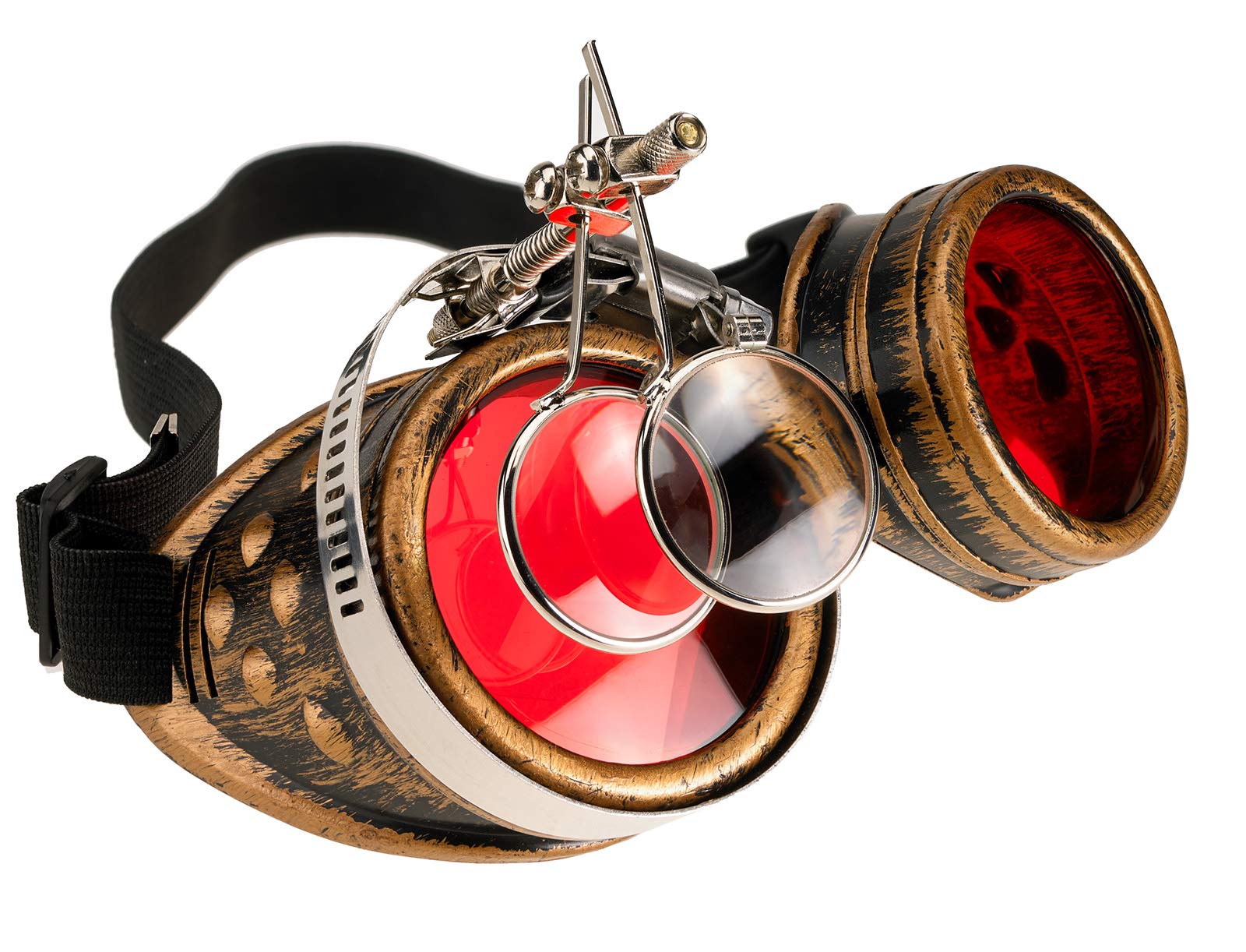 4sold Loupe Steampunk Black Cyber Goggles Rave Goth Vintage Victorian like Sunglasses (Eye Loupes Gold)