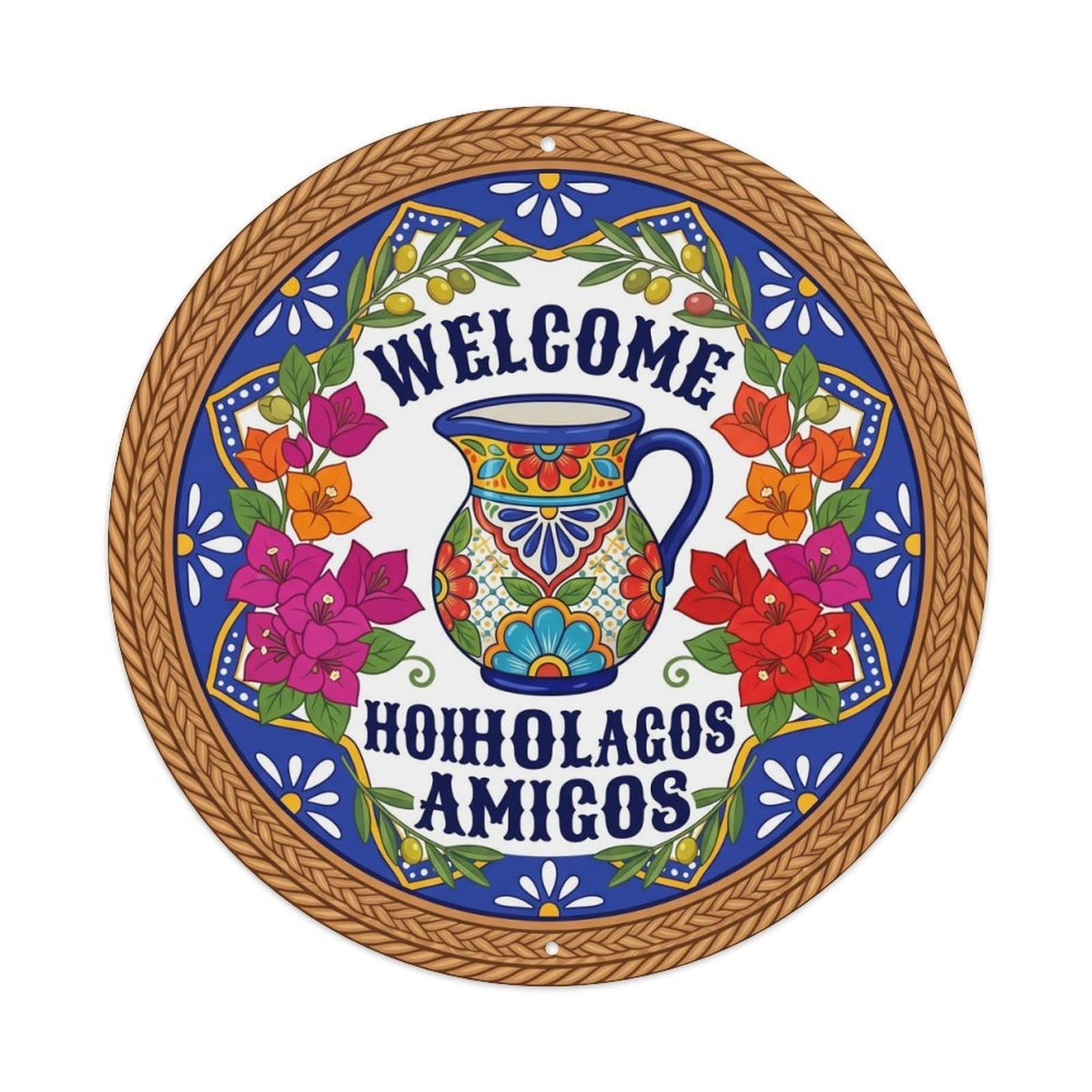 Welcome Dining Area Metal Tin Sign Plaque Wall Decor for Cafe, Club, Garden Round Metal Poster 8x8Inch