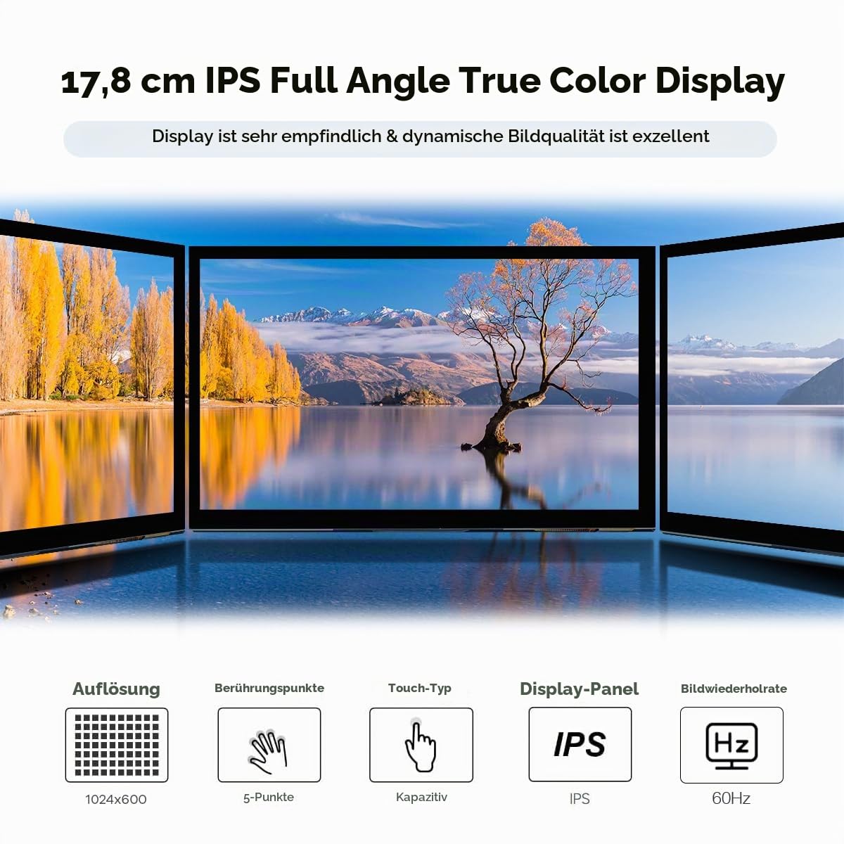 Hosyond 7 Zoll Touchscreen IPS LCD Display Panel 1024×600