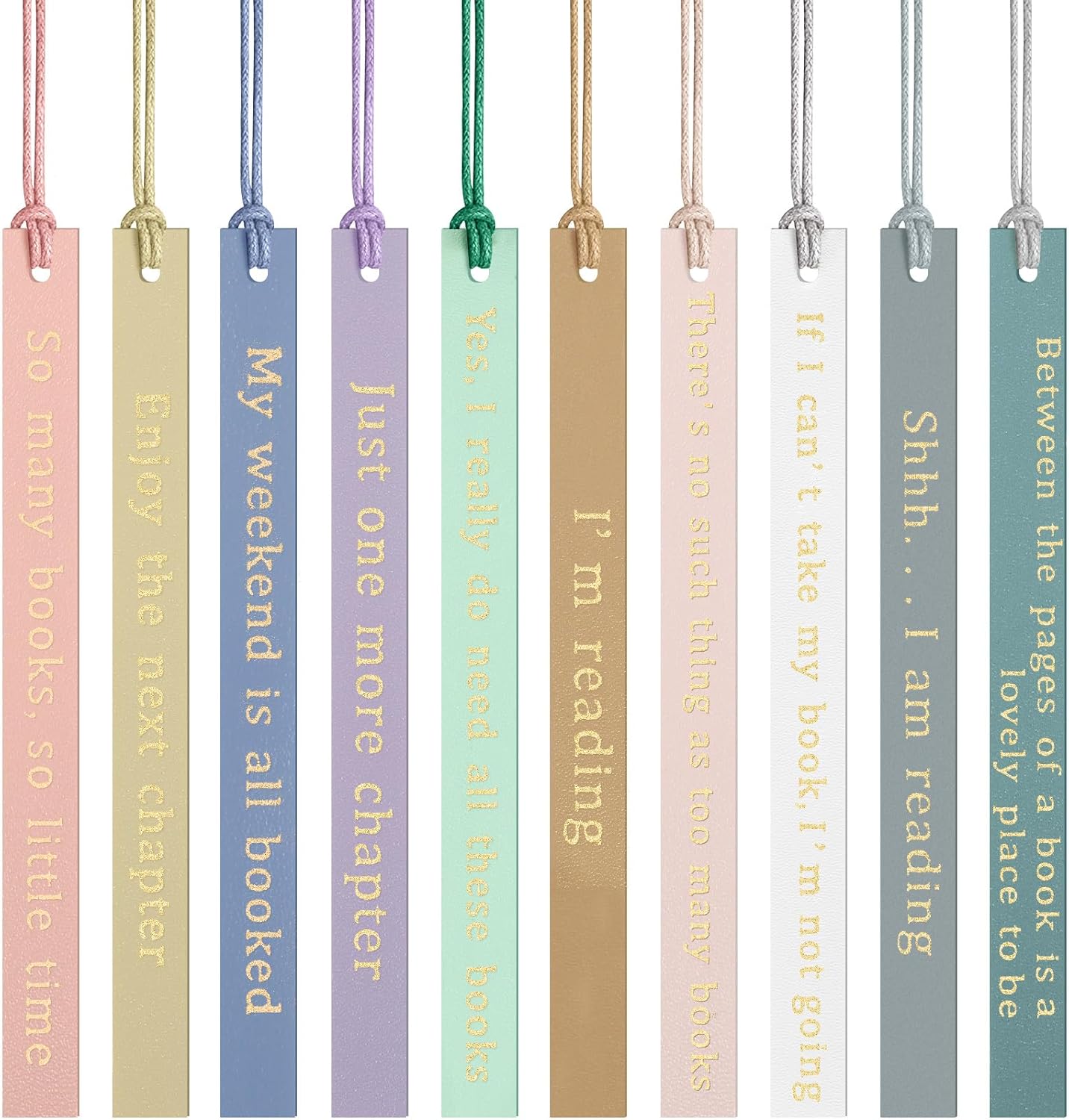 Skyygemm 10 Pcs Leather Bookmarks for Book Lover Gifts for Women Pastel Leather Bookmarks Coworker Teens Book Club Gifts for Teacher Birthdays(Black)