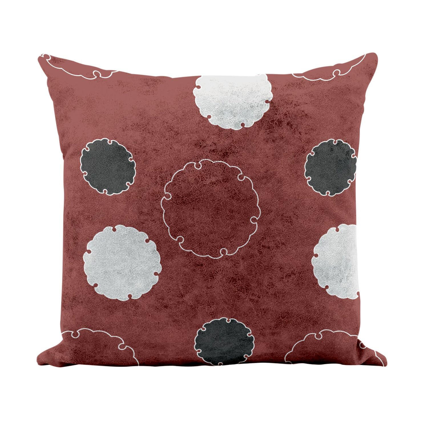 Coussin motif japonais rouge Yukiwa en similicuir blanc pour salon moderne