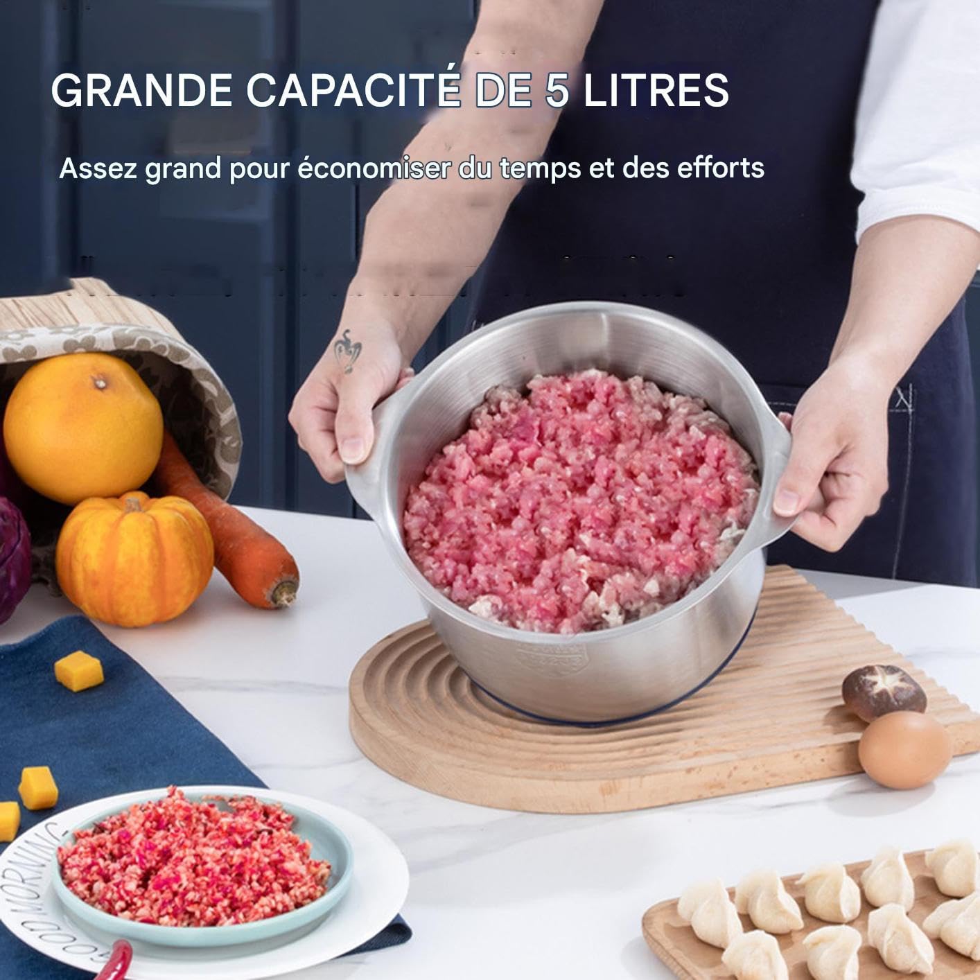Hachoir À Viande Mixeur Électrique en Acier Inoxydable