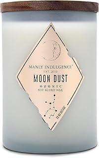 Manly Indulgence Moon Dust Scented Jar Candle, Rebel Collection, 2 Wick, Blue, 22 oz - Up to 120 Hours Burn