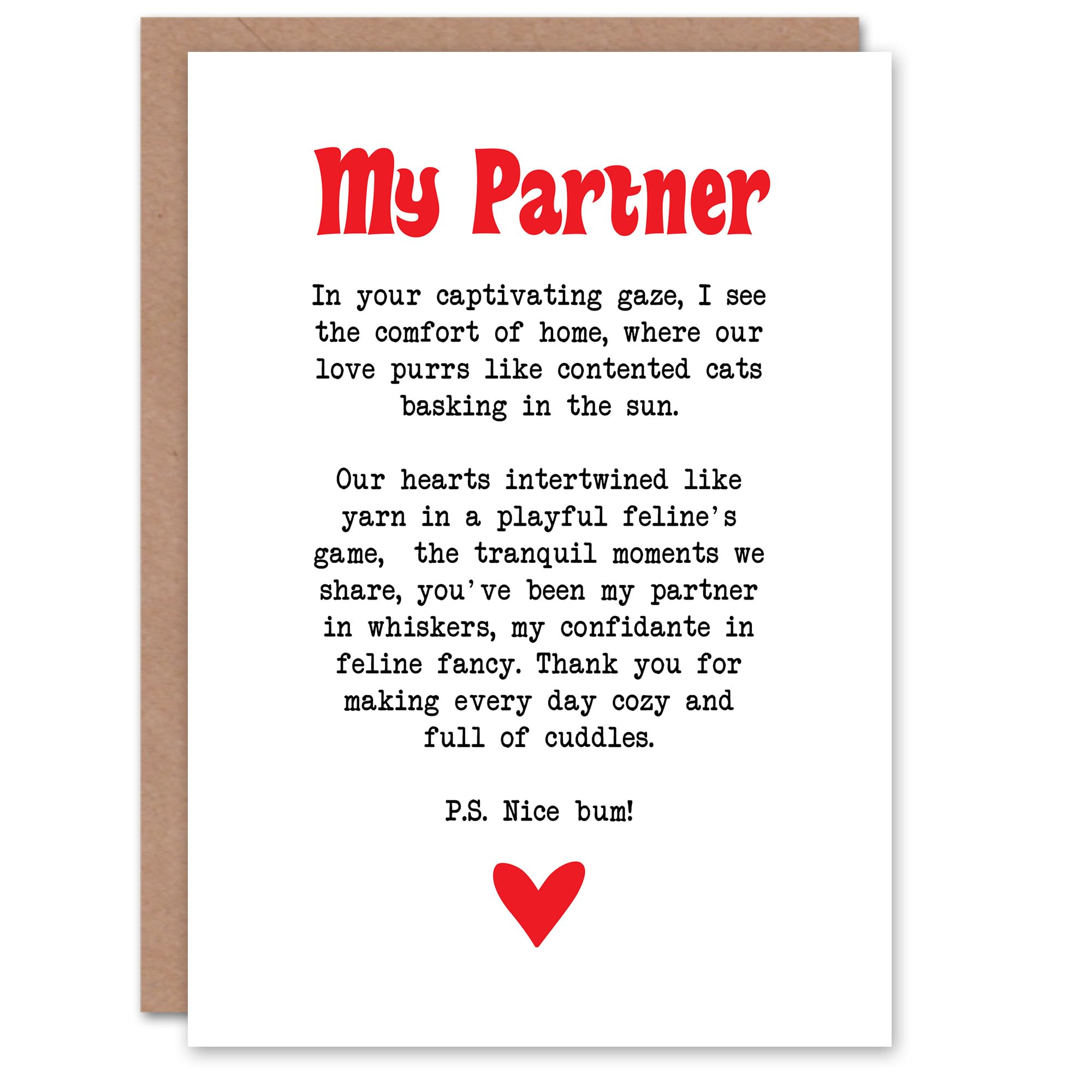 Artery8 Greeting Card - Love Poem - Cat Lover - Romantic - Anniversary - White
