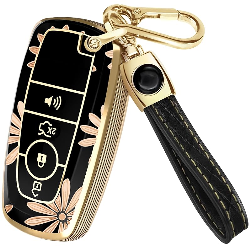 Capa para chave de Ford com chaveiro Lucrum Flower Vibe para chave de 4 botões