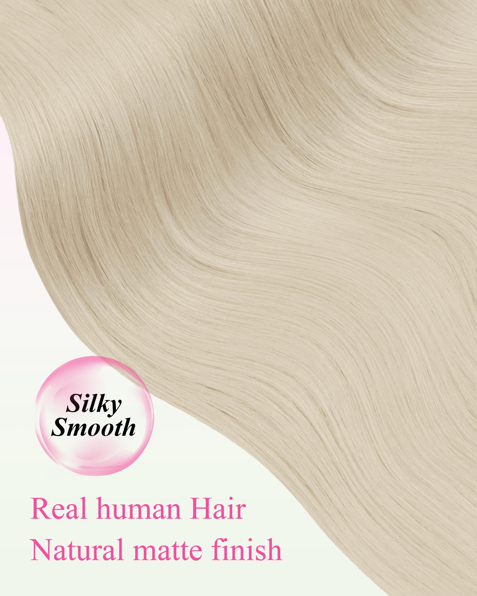 YoungSee Tape Hair Extensions Platinum Blonde 16In Tape in Hair Extensions Real Human Hair for Women 20pcs 50g Easy to Wear Hair Tape-in Extensions Blonde - 4