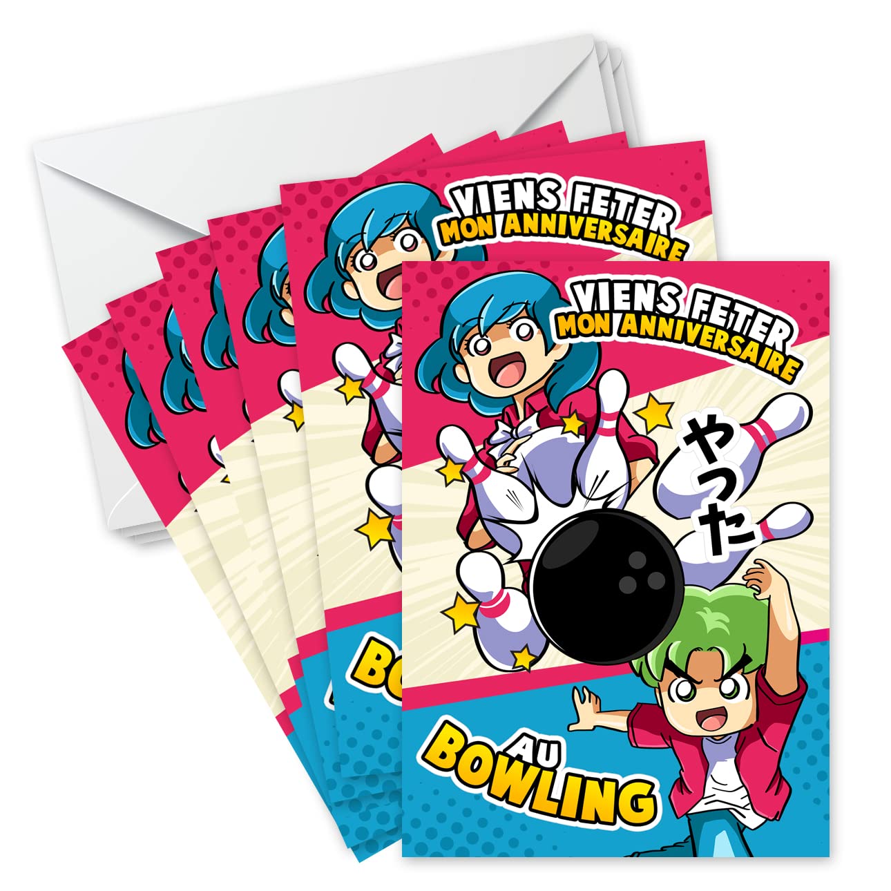 Soirée Bowling Enfant 10 Invitations Anniversaire Bowling - Cartes Rigides A6 Prêtes à Remplir - Motifs Enfant Fun - Édition Écologique Colibri Fast Furious Carton D'invitation