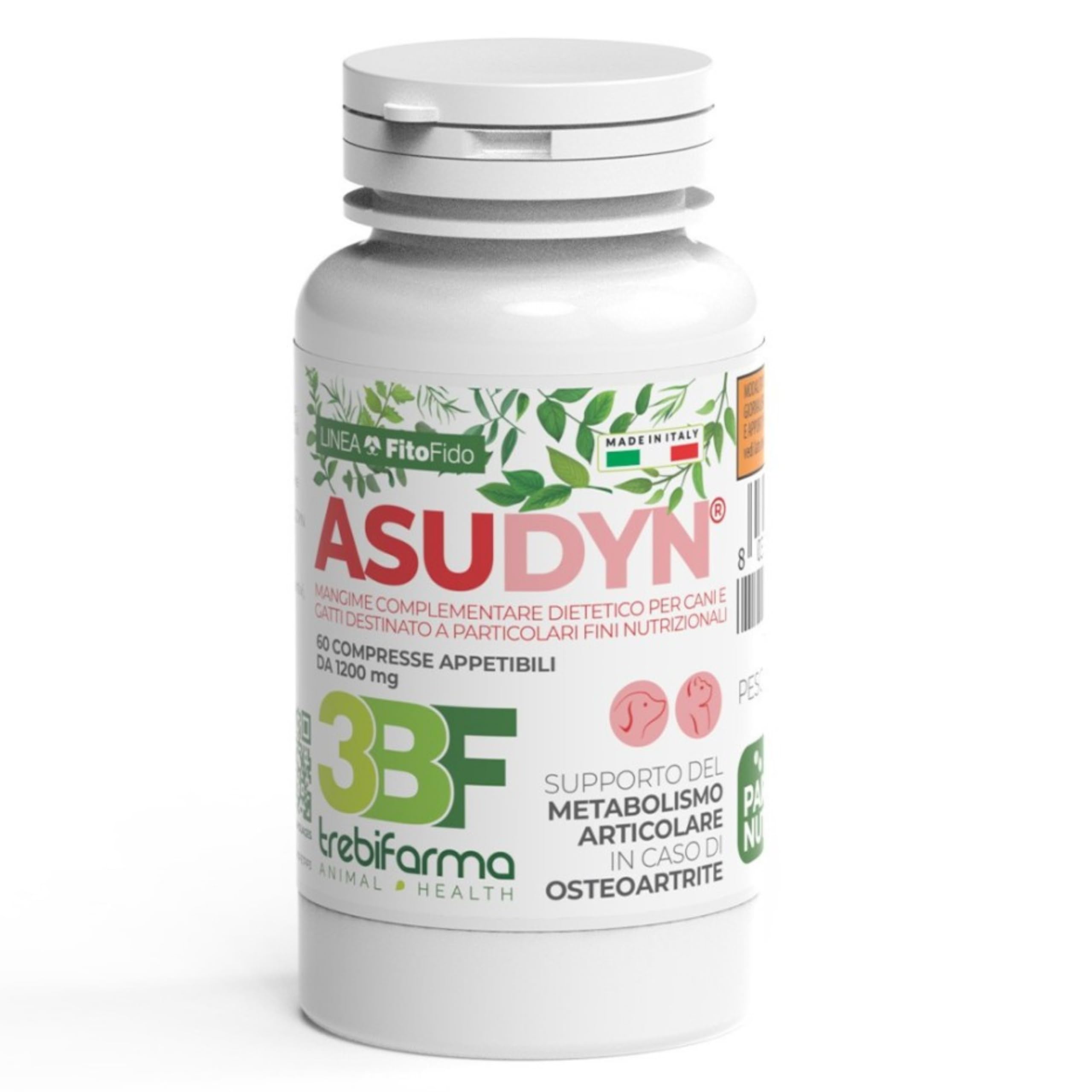Trebifarma Asudyn per Cani - Supporto Naturale per Articolazioni e Mobilità - Con Boswellia, Curcuma, Artiglio del Diavolo, Omega 3 e Vitamine - 60 Compresse Appetibili