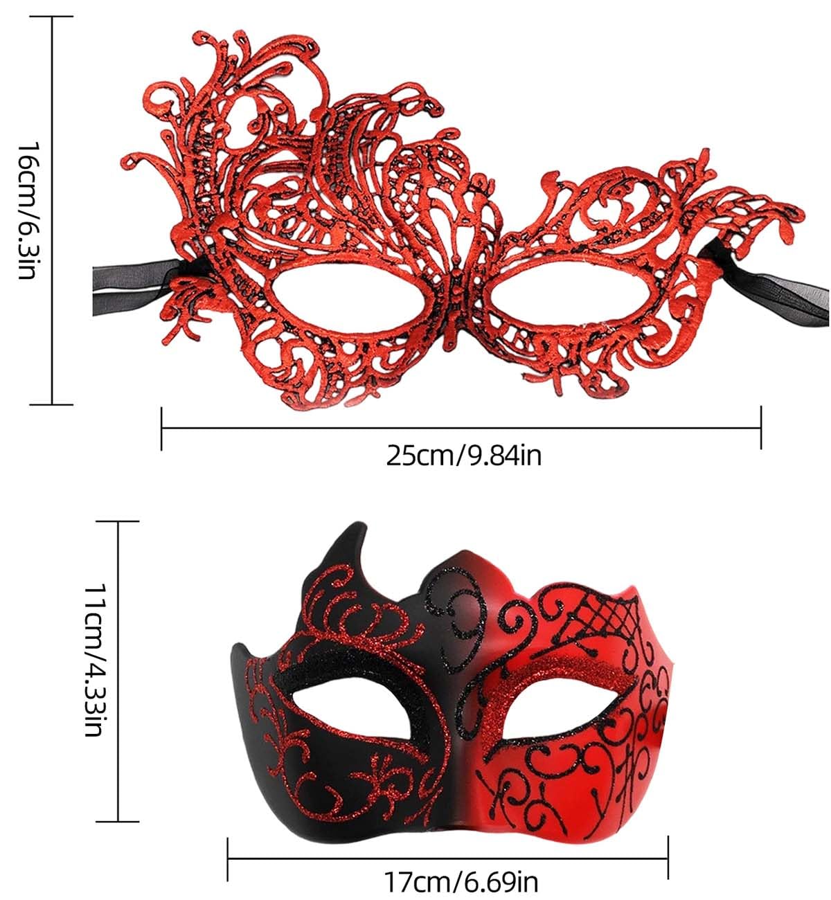 SHIFANQI Masquerade Mask for Men Women Masquerade Ball Masks for Couples Halloween Costumes Lace Eye Mask for Venetian Party Prom - Image 2