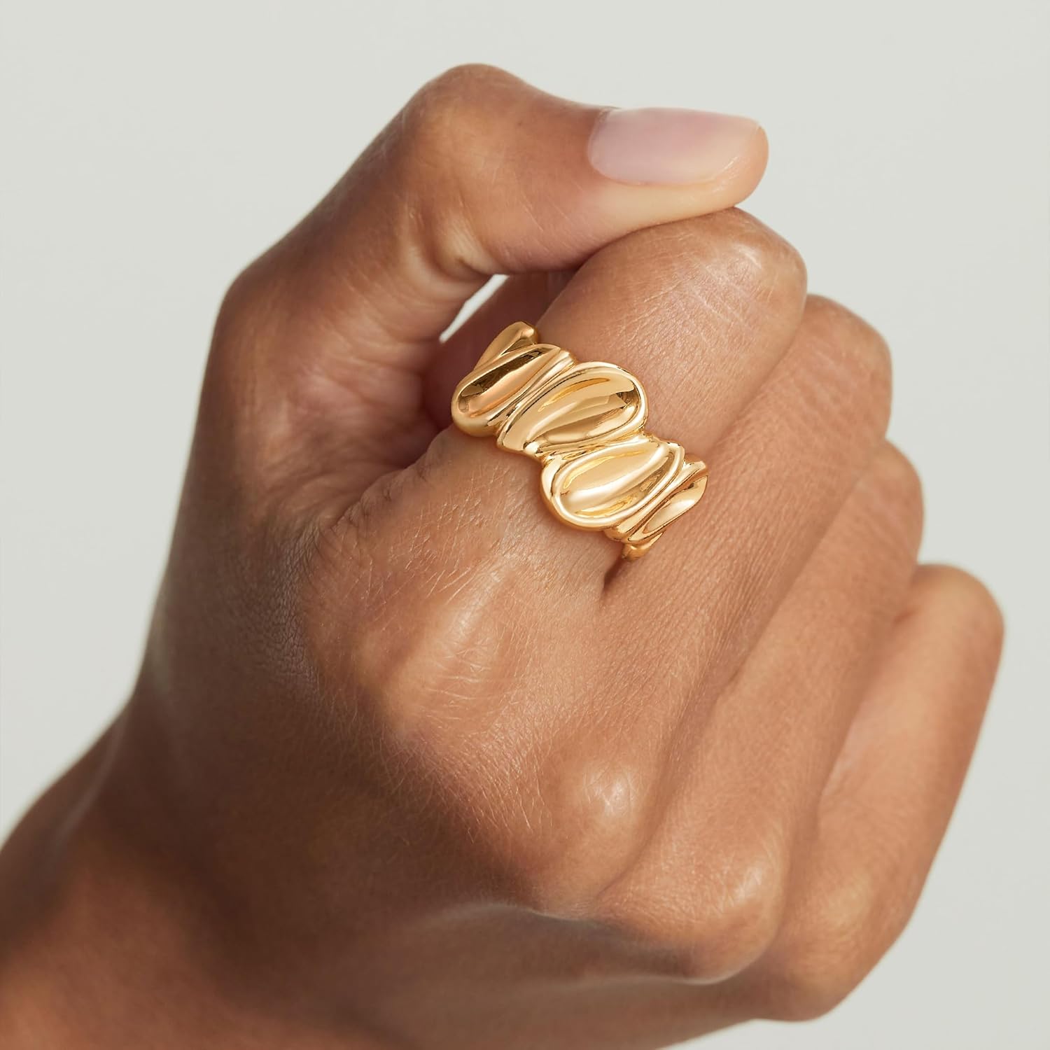 Gold Rings for Women Trendy 14K Gold Plated Dainty Band Stackable Chunky Rings Minimalist Finger Jewelry Gifts Size US6-8 - Image 2