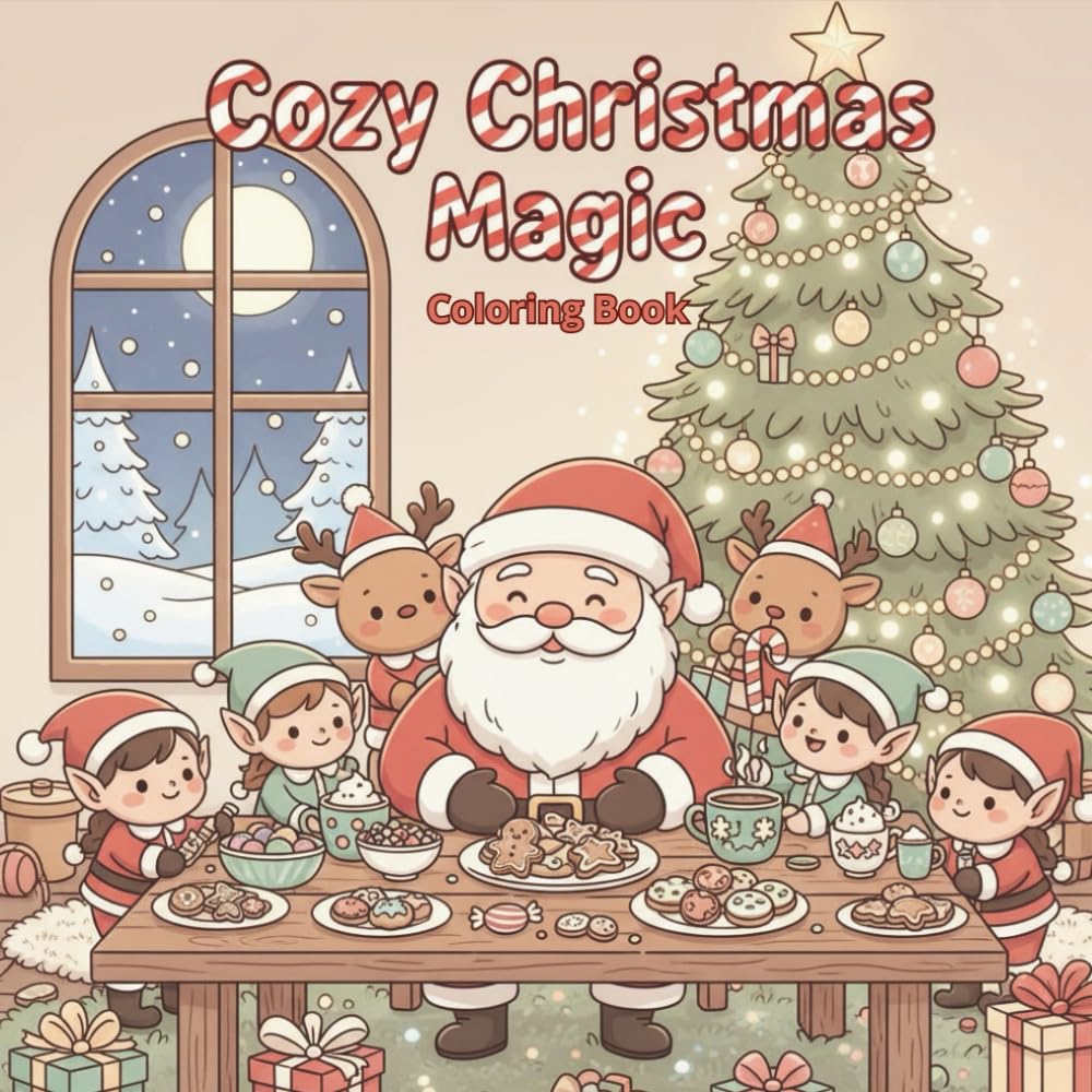 Cozy Christmas Magic: A Cute and Relaxing Holiday Coloring Book for Stress Relief and Joy