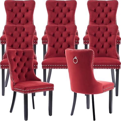 Miniatura 165 de Juego de 2 sillas de cocina y comedor de terciopelo, respaldo exterior capitoné, tapizadas en terciopelo, estructura de madera maciza (celeste, 2