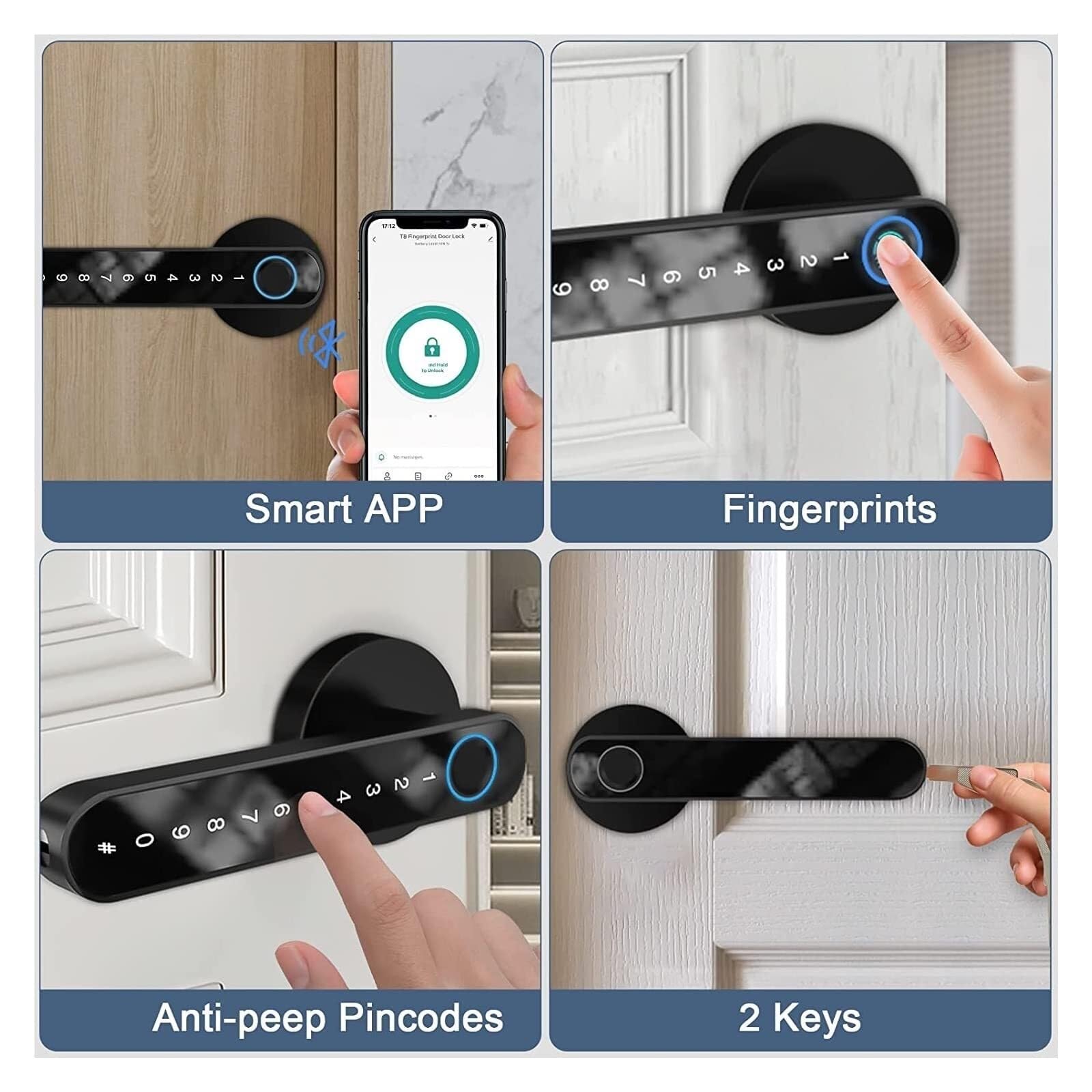 Serrure Connectée Biométrique Empreinte Digitale, Clavier