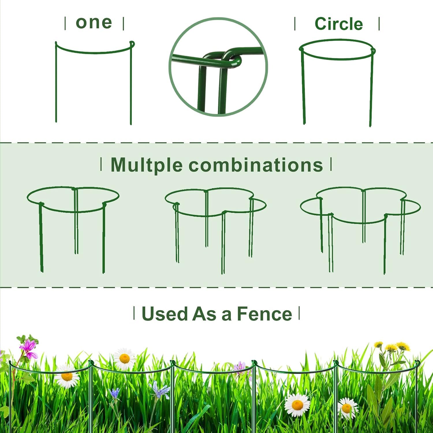 Estacas Soportes para Plantas, Paquete de 10 Estacas de Soporte para Plantas Reutilizable Metal Semicirculares Soportes para Peonías, para Plantas en Maceta, Tomates, Hortalizas y Flores 20x35CM