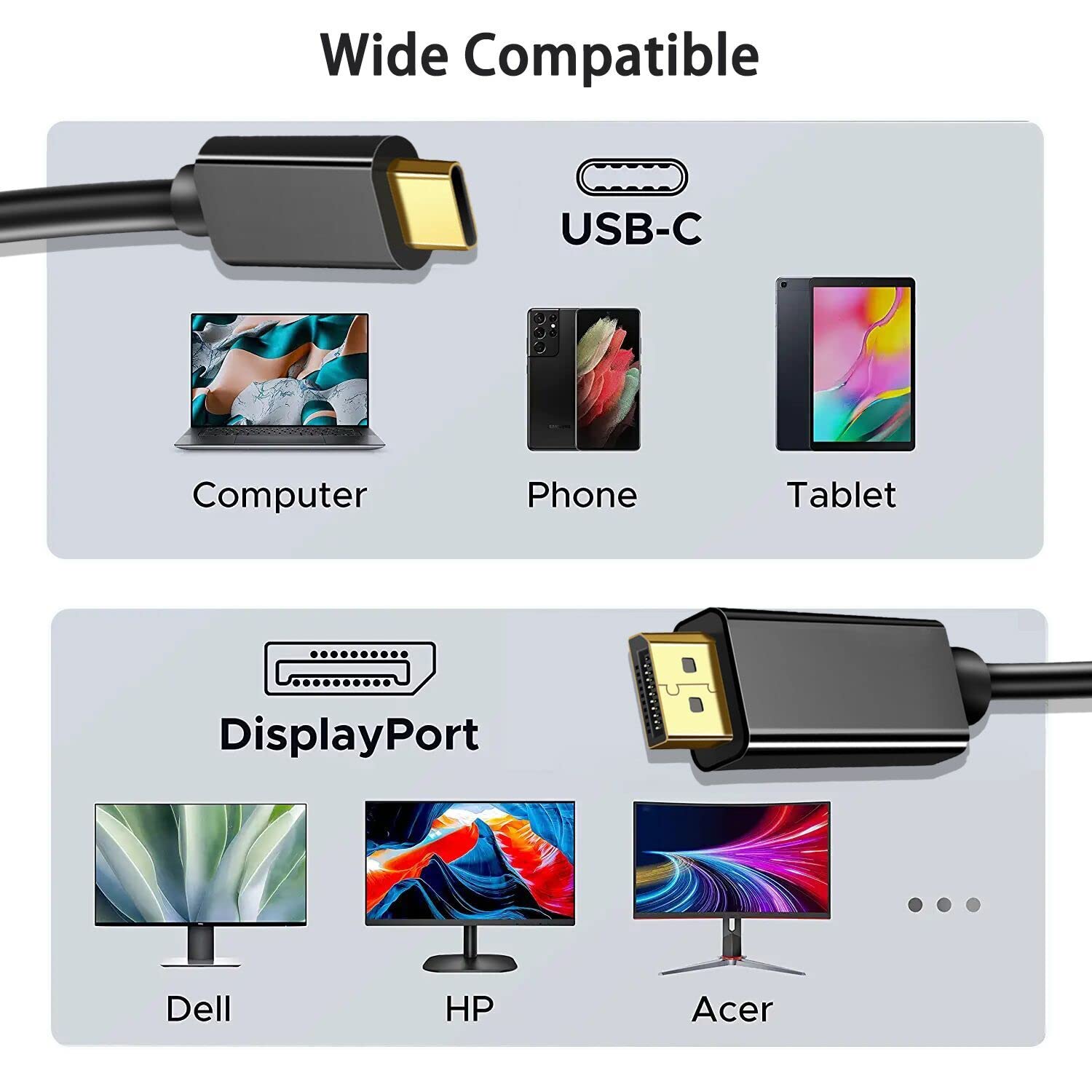 Amazon.co.jp: USB C - DisplayPortケーブル (4K 60Hz 2K 144