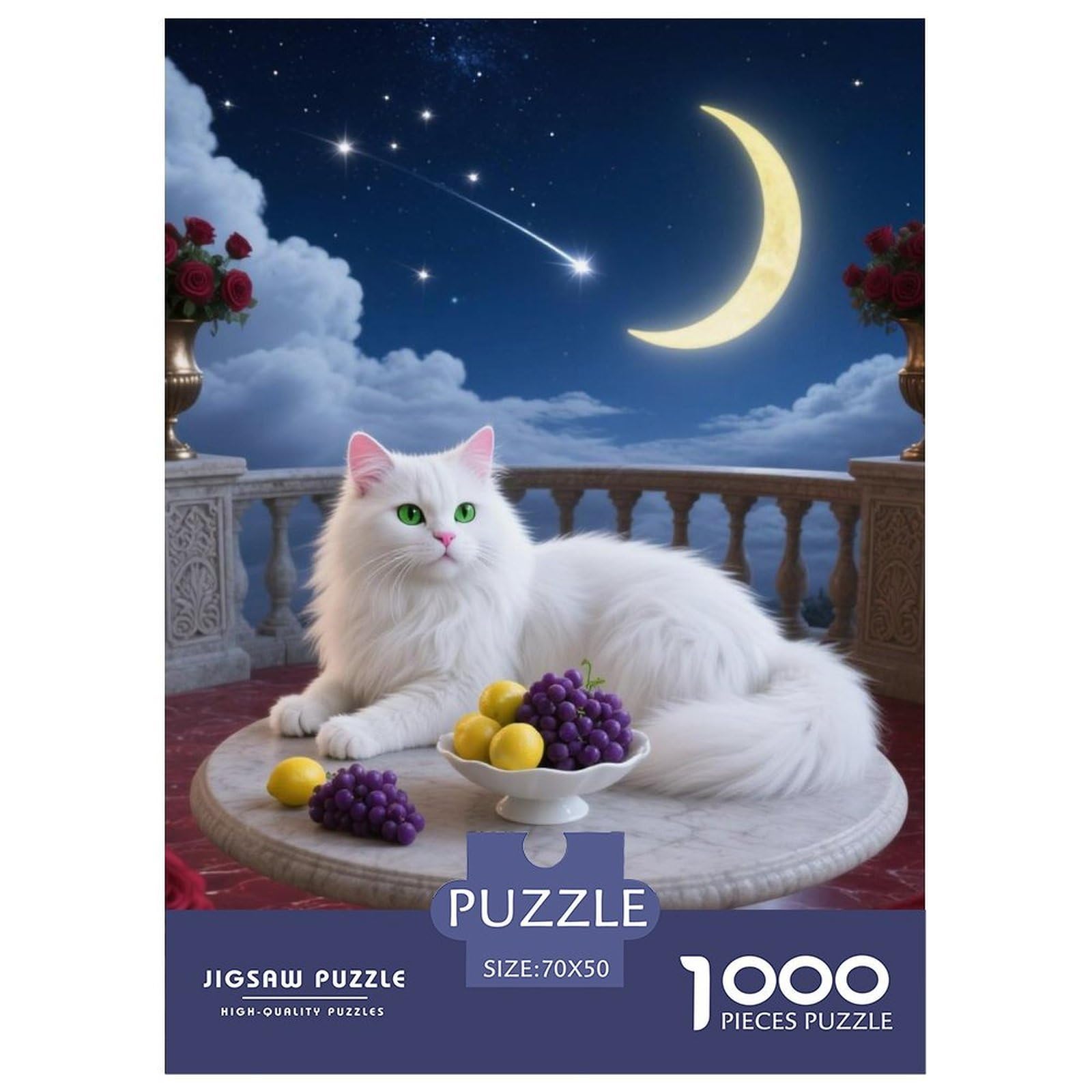 Angora Cat 1000 Puzzles Adults Puzzle Adults Puzzle Gifts Birthday Animal Difficult Impossible Decompression 70x50cm/1000pcs — image 1