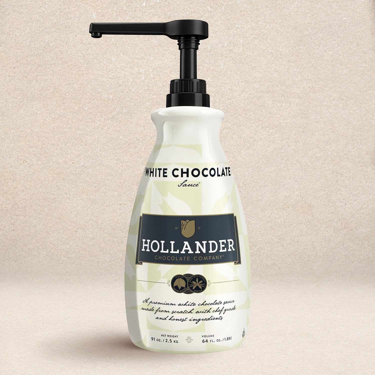 White Chocolate Café Sauce™ by Hollander Chocolate Co. | Idealny dla profesjonalnego lub domowego baristy, certyfikat Rainforest Alliance, bezglutenowy, bez soi, syropu kukurydzianego, waga netto