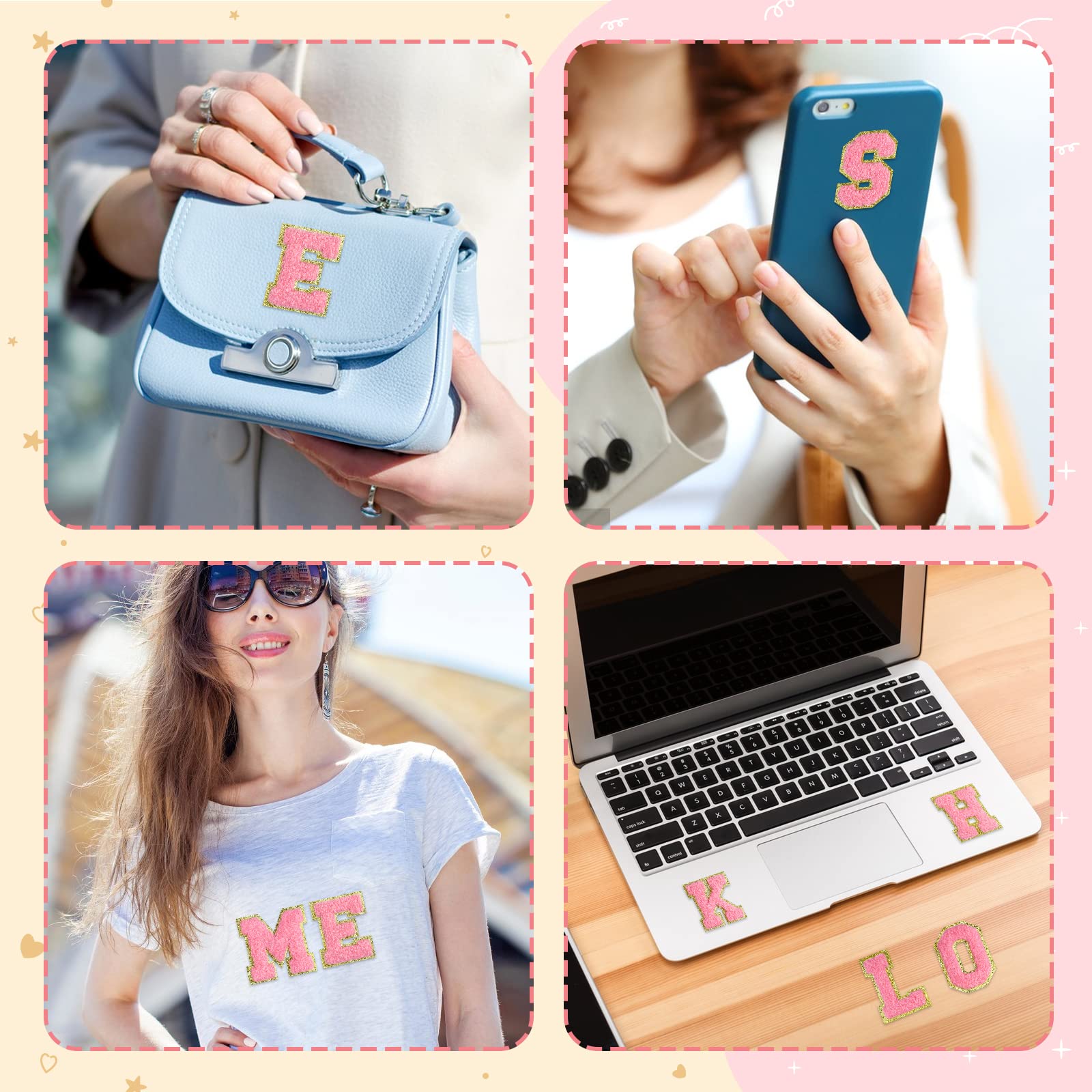 Lot De 26 écussons Thermocollants Lettres De L'alphabet A à Z Pour Chapeaux, Chemises, Jeans (rose