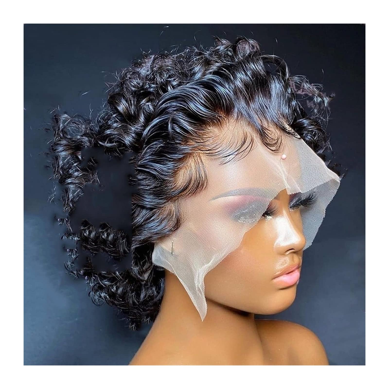 Perruques de cheveux humains courts bouclés Pixie Cut anti-nœuds