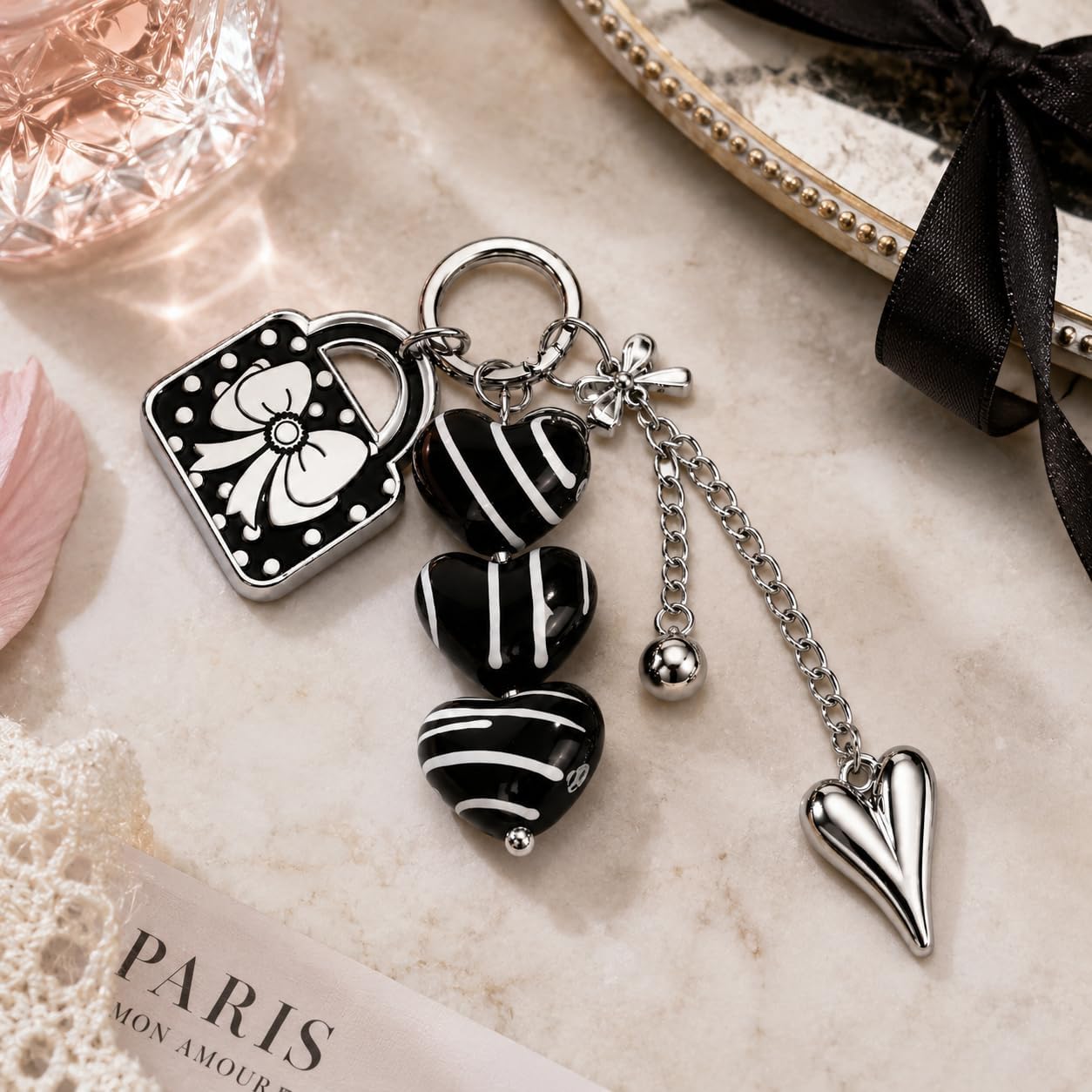 Heart Keychain, Handbag Keychains Bag Charms for Women image 4