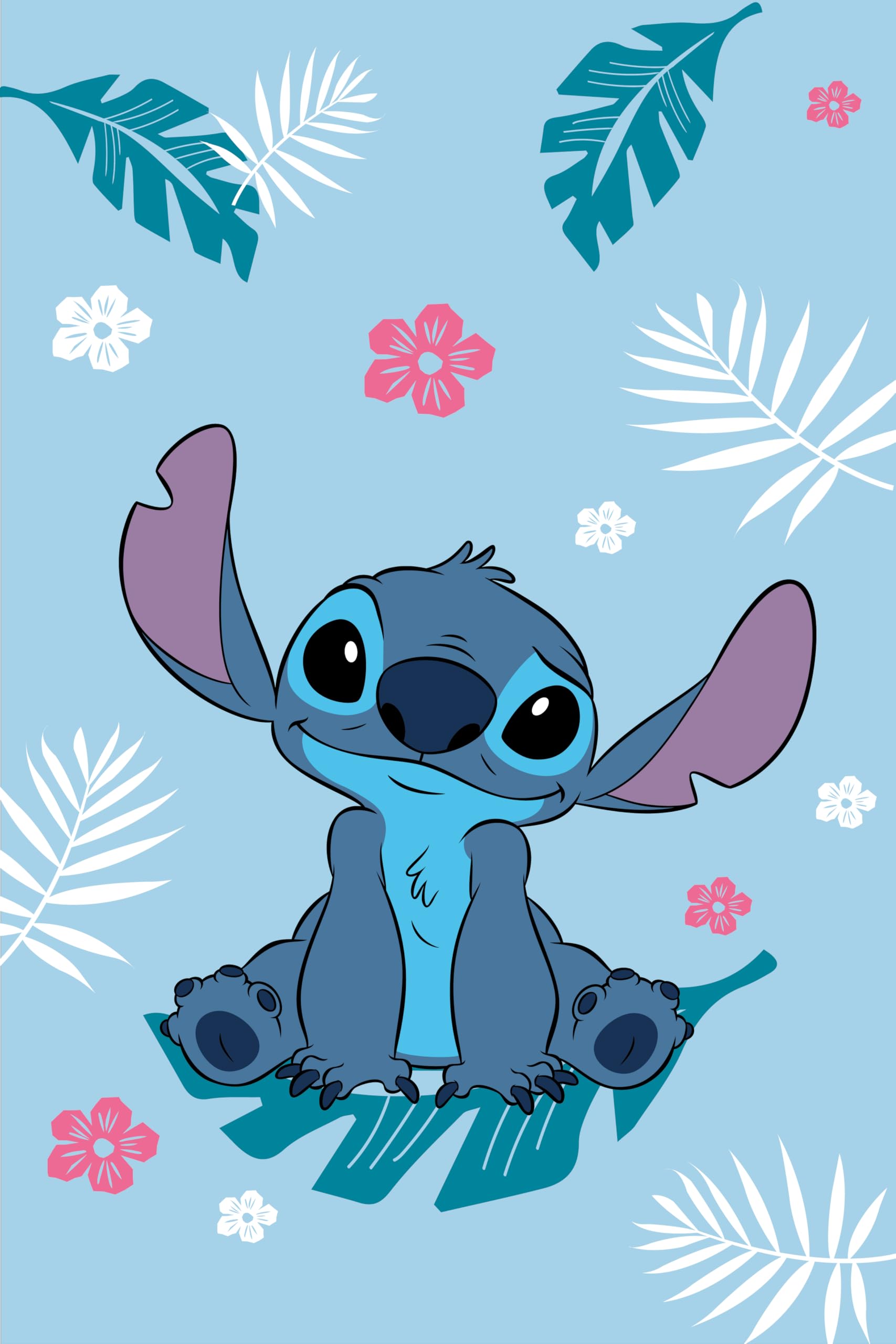 Jerry Fabrics - Manta de forro polar azul Lilo y Stitch - 100% Poliéster - 100 x 150 cm - Manta suave y acogedora para niños y adolescentes