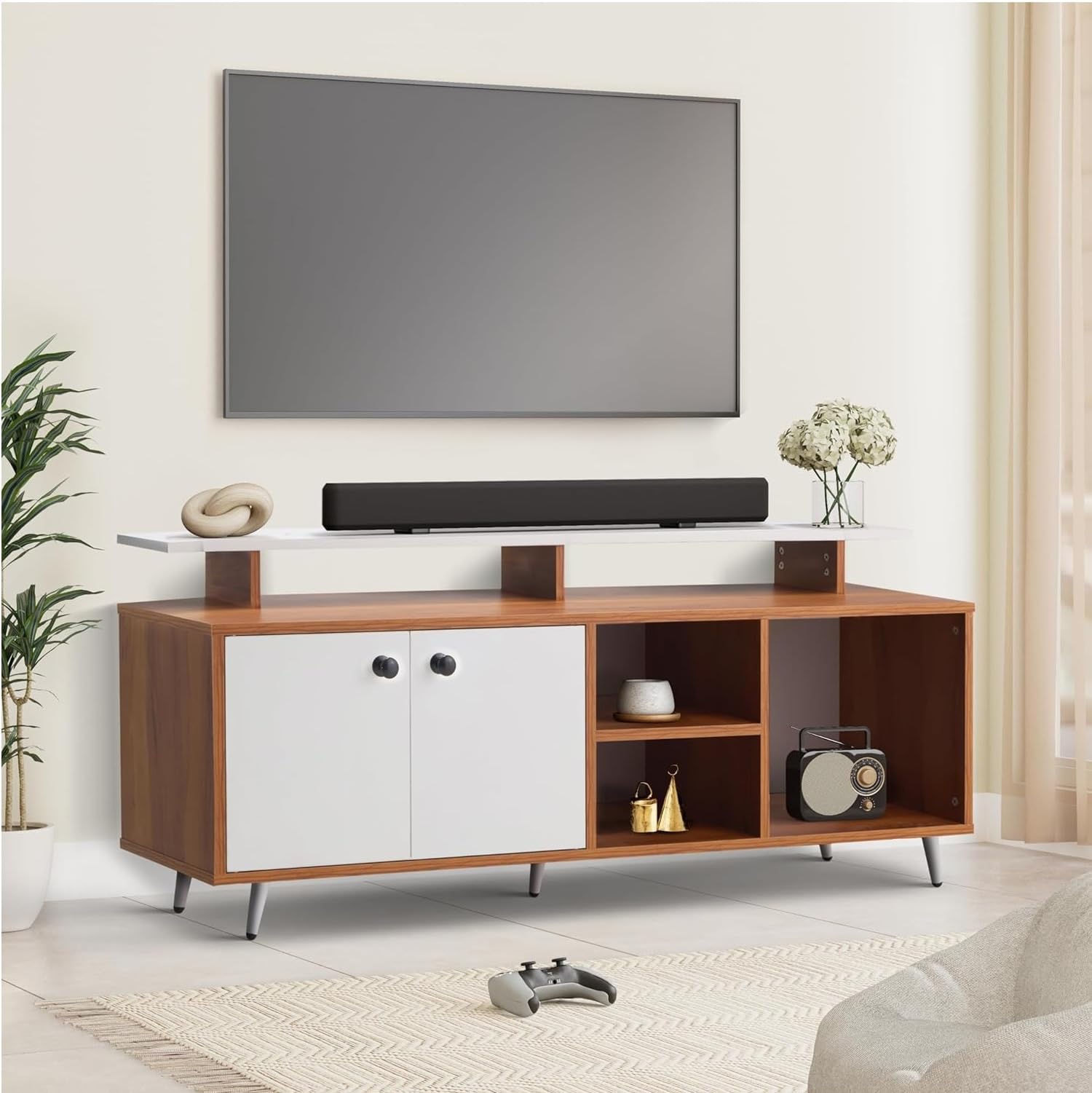 Amazon Brand - Solimo Engineered Wood TV Entertainment Unit Set Top Box Stand/TV Cabinet with Shelves for Books & Décor Display Unit Bed Living Room Upto 55 Inches | Walnut-image-30