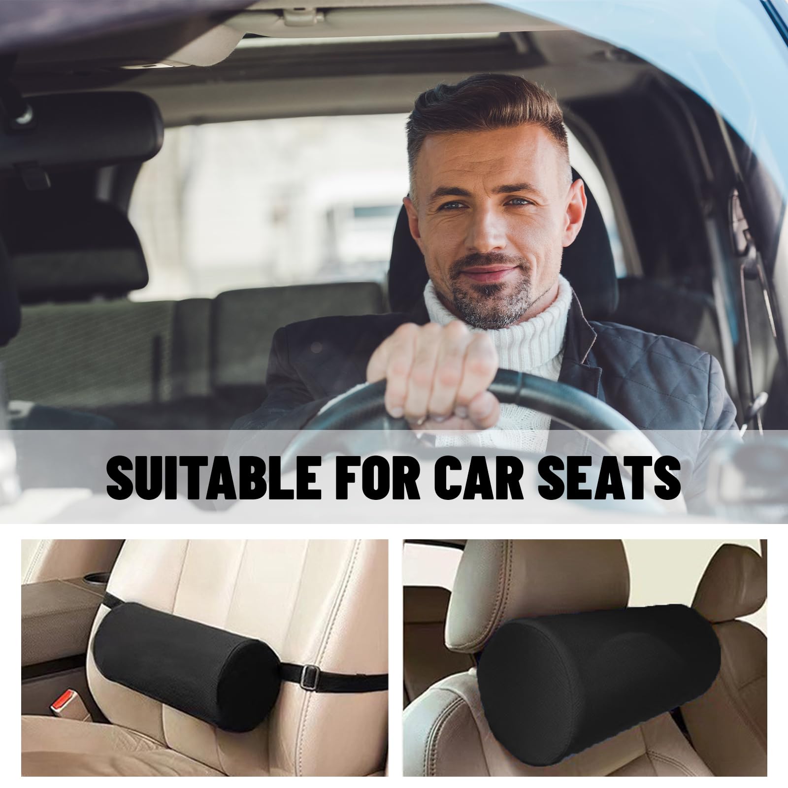 Cuscino Lombare per Sedia da Ufficio E Auto, Supporto Ergonomico Lordosi con Cintura, Cuscino Traspirante per Schiena, Cubo Dischi Intervertebrali 32x12 cm (Nero