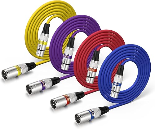 Miniatura 10 de EBXYA Cable XLR de 2 pies, paquete de 10 unidades, 3 pines, cable de micrófono XLR equilibrado macho a hembra, adecuado para mezclador de audio, 10