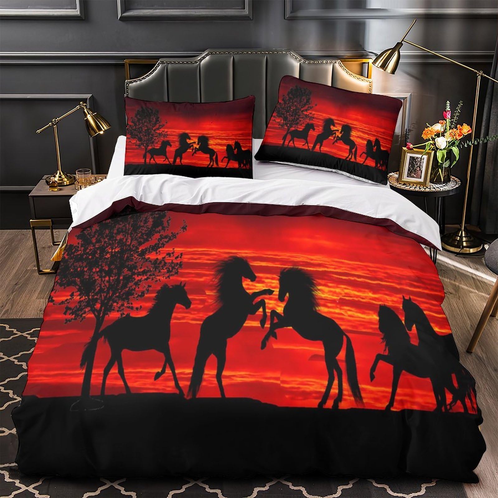 Housse de couette cheval sauvage 135x200cm pour transformer la chambre d'enfant en grand espace