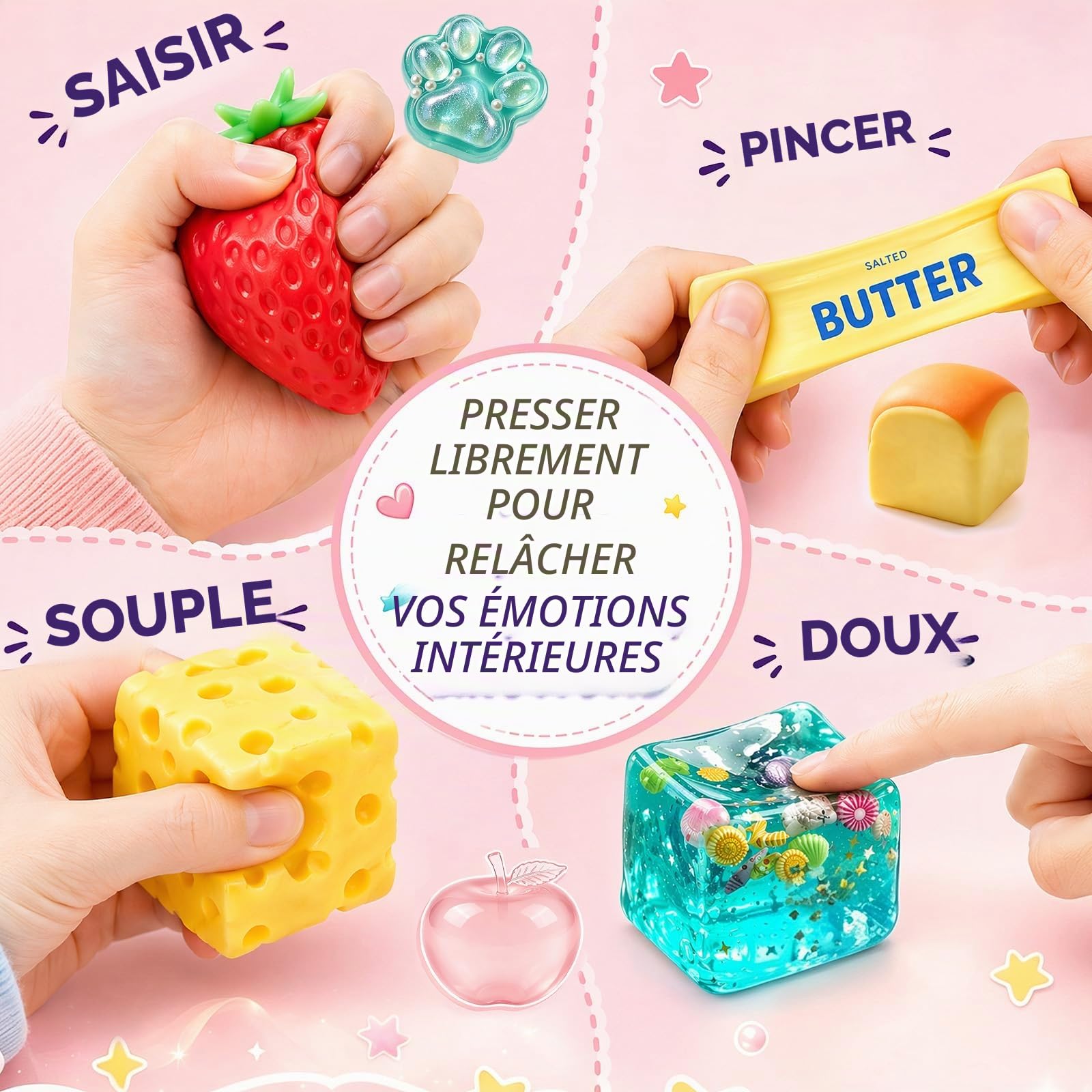 8PCS Squishy Fun Box Set Butter,Fraise,Cheese,Taba