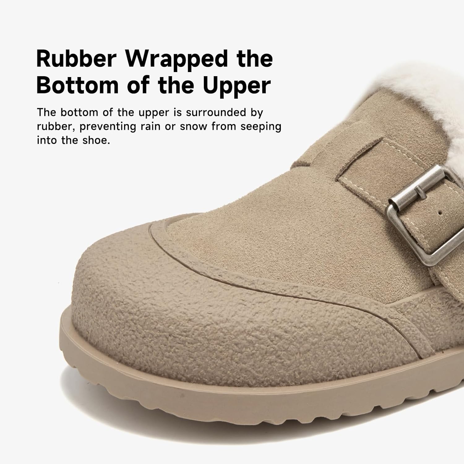 BEAU TODAY Women Winter Loafers,Platform Suede Leather Comfortable Loafers for Women,Slip On Cute Fur Lined Adjustable Loafers Mules - Image 5